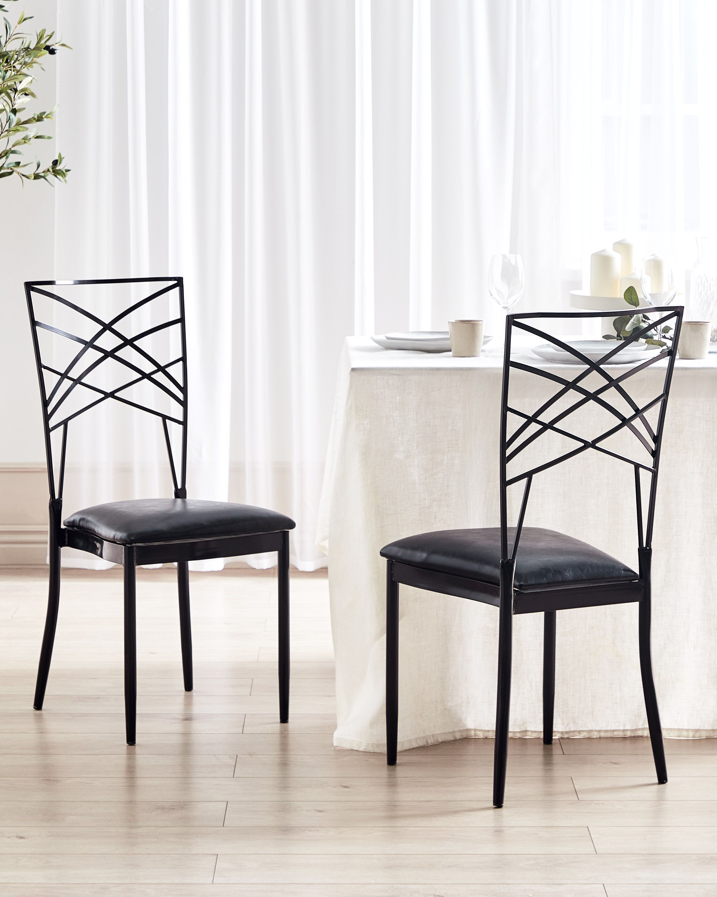 Set of 2 Dining Chairs GIRARD Metal Black