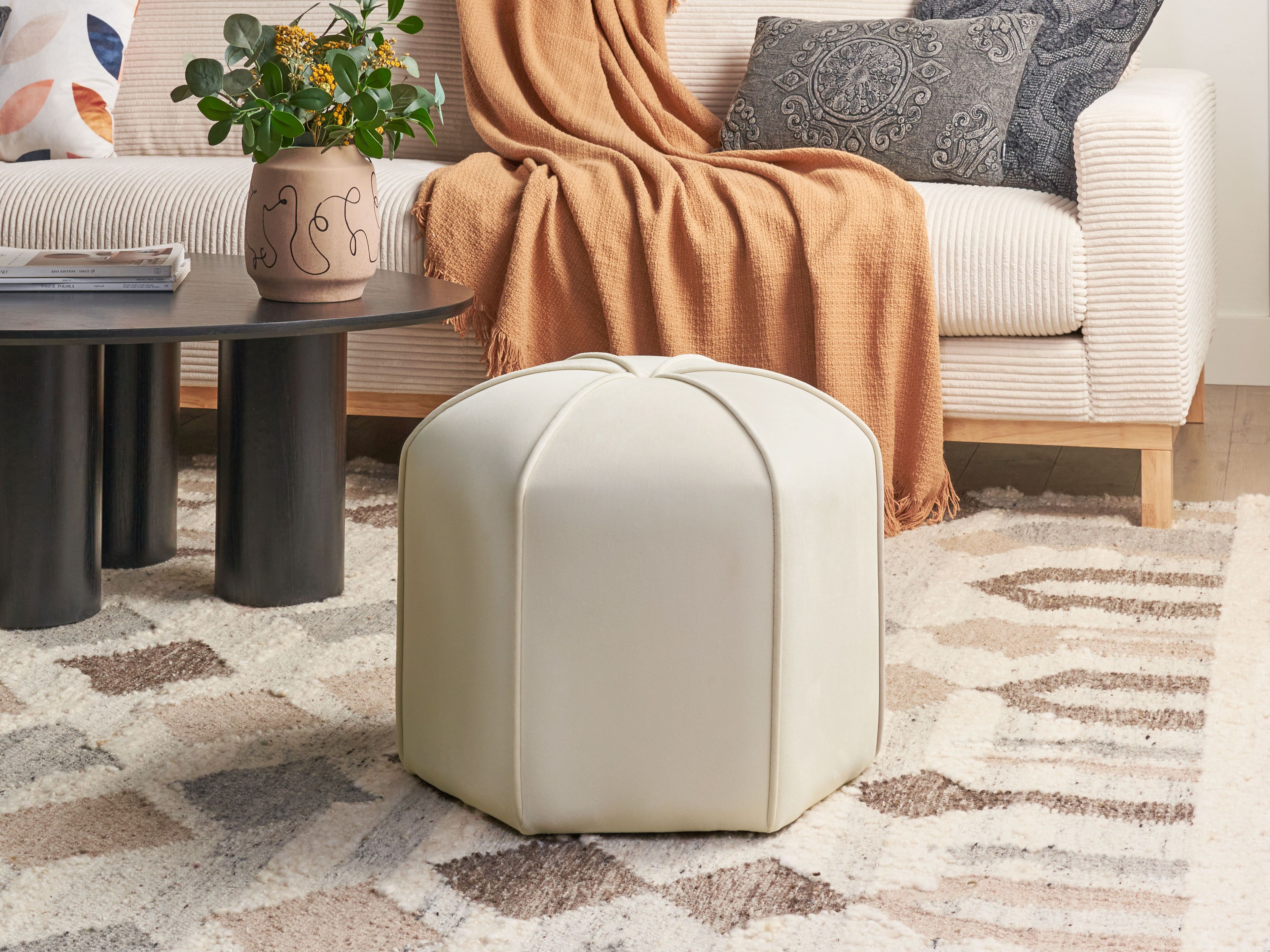 Pouffe WISHEK Velvet Light Beige