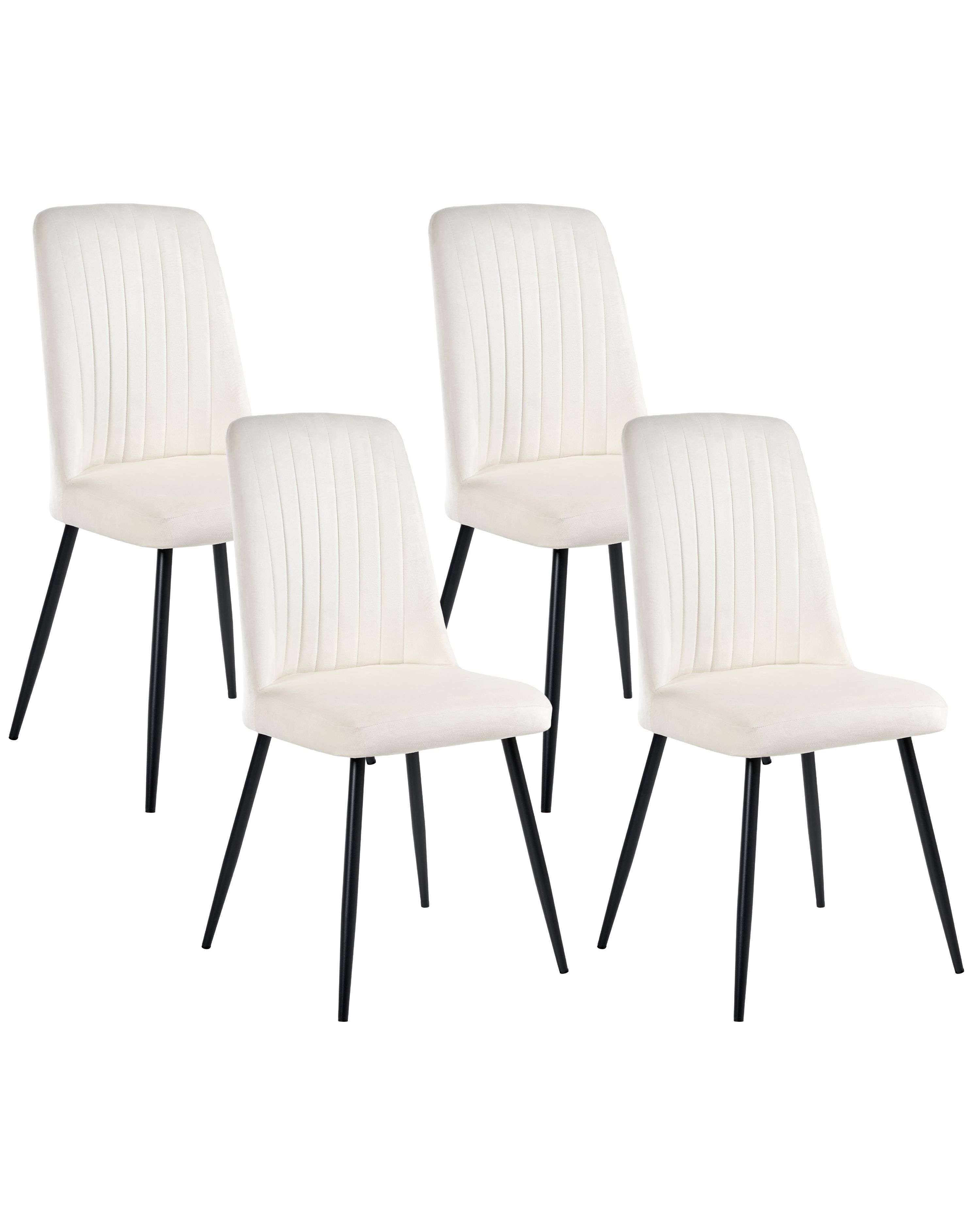 Set of 4 Dining Chairs KIRBY Velvet Off-White