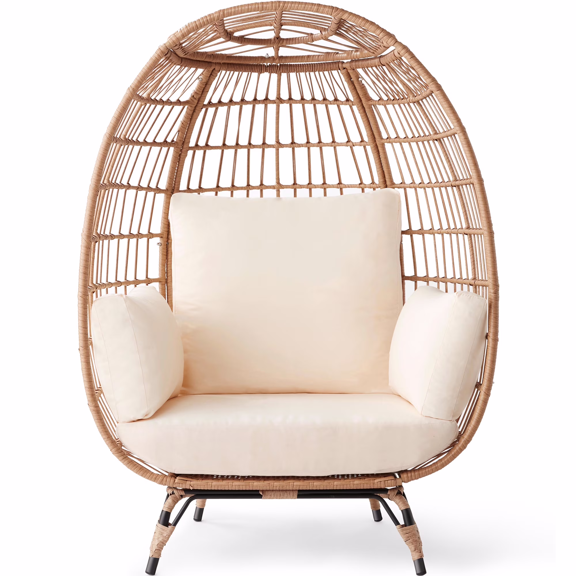 Best Choice Products Wicker Egg Chair Oversized Indoor Outdoor Patio Lounger w/ Steel Frame, 440lb Capacity - Black - Image 3