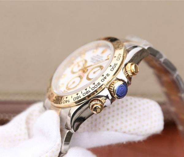 Replica Rolex Daytona 116523 Thick YG Wrapped White Dial Diamonds Markers Bracelet A7750 - Top club