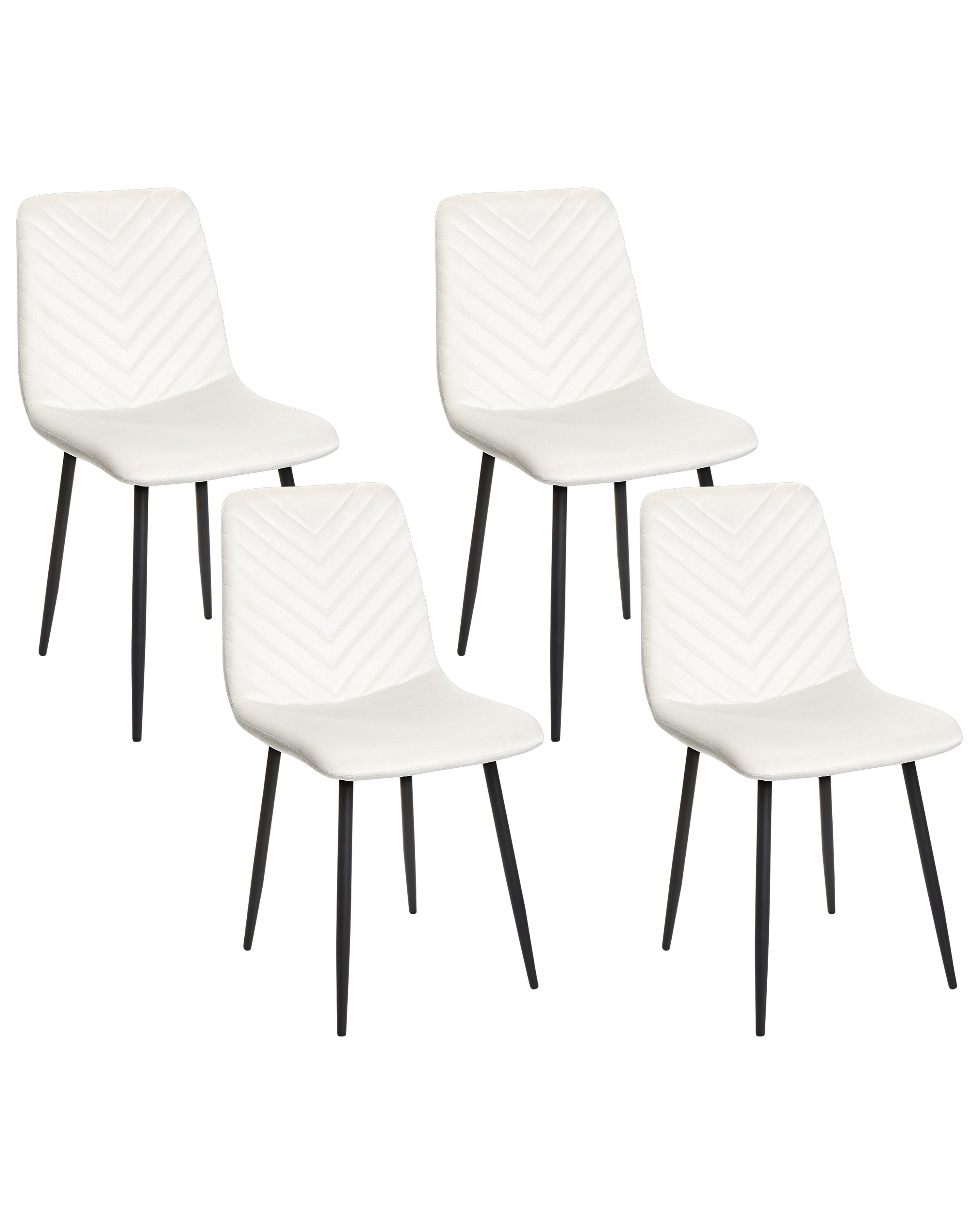 Set of 4 Dining Chairs HAVRE Velvet Off-White