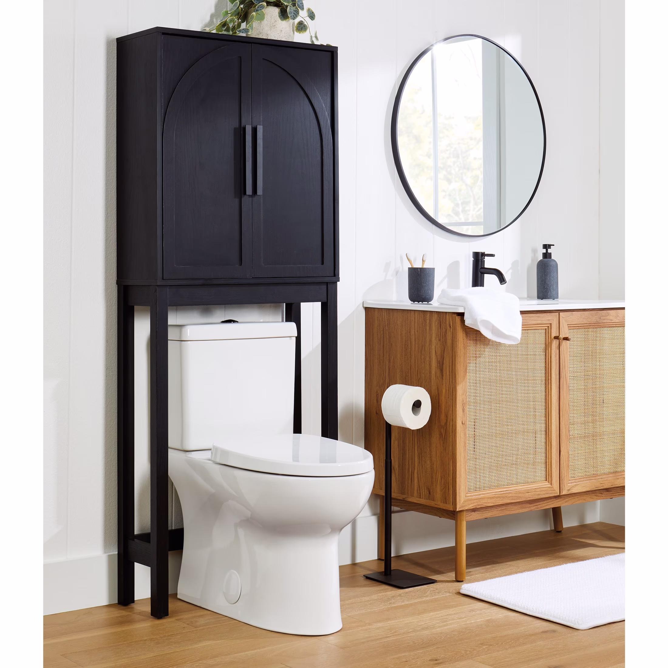 Better Homes & Gardens Juliet over-the-Toilet Space Saver Cabinet, 2 Adjustable Shelves, Black