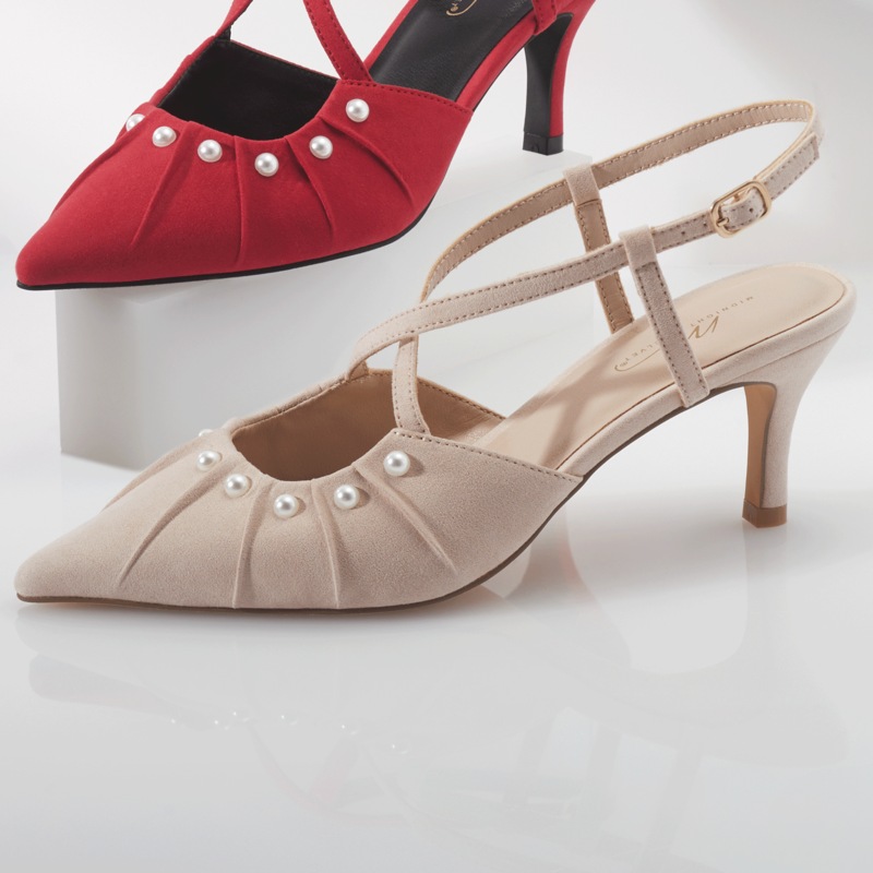 Faux-Pearl Trimmed Ankle Strap Pump - MIDNIGHT VELVET CATALOG