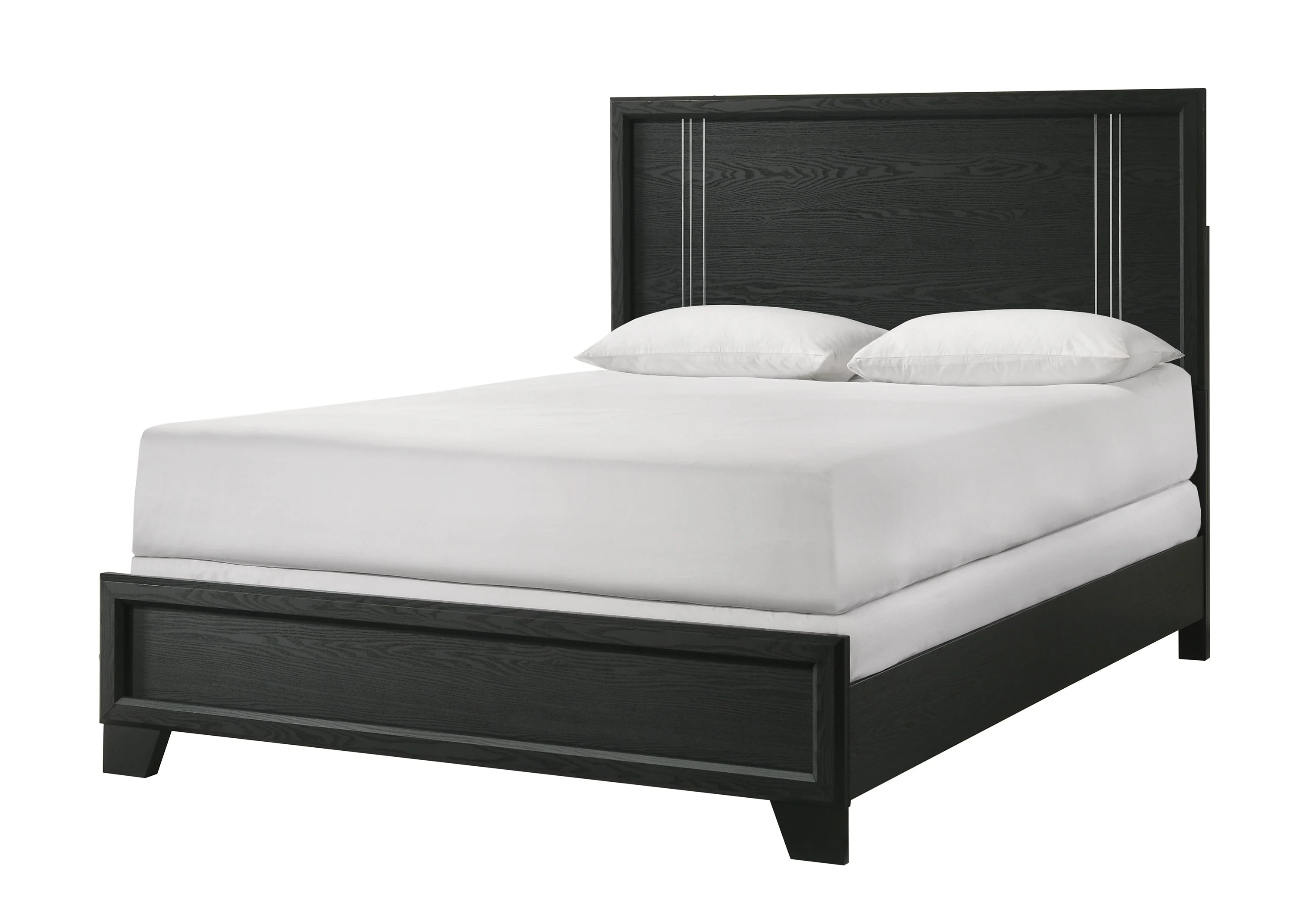 Beautiful Charcoal Finish Full Panel Bed Dresser Mirror 3pc Bedroom Set
