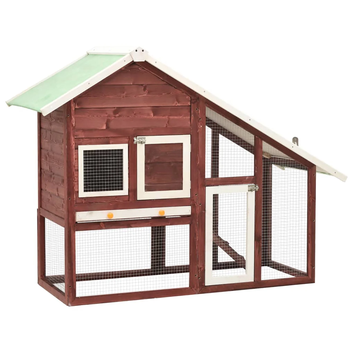 Pefilos 55" 2 Story Rabbit Hutch with Ramp, Tray, Wood Bunny Cage Poultry Chicken Coops, Beige - Image 15