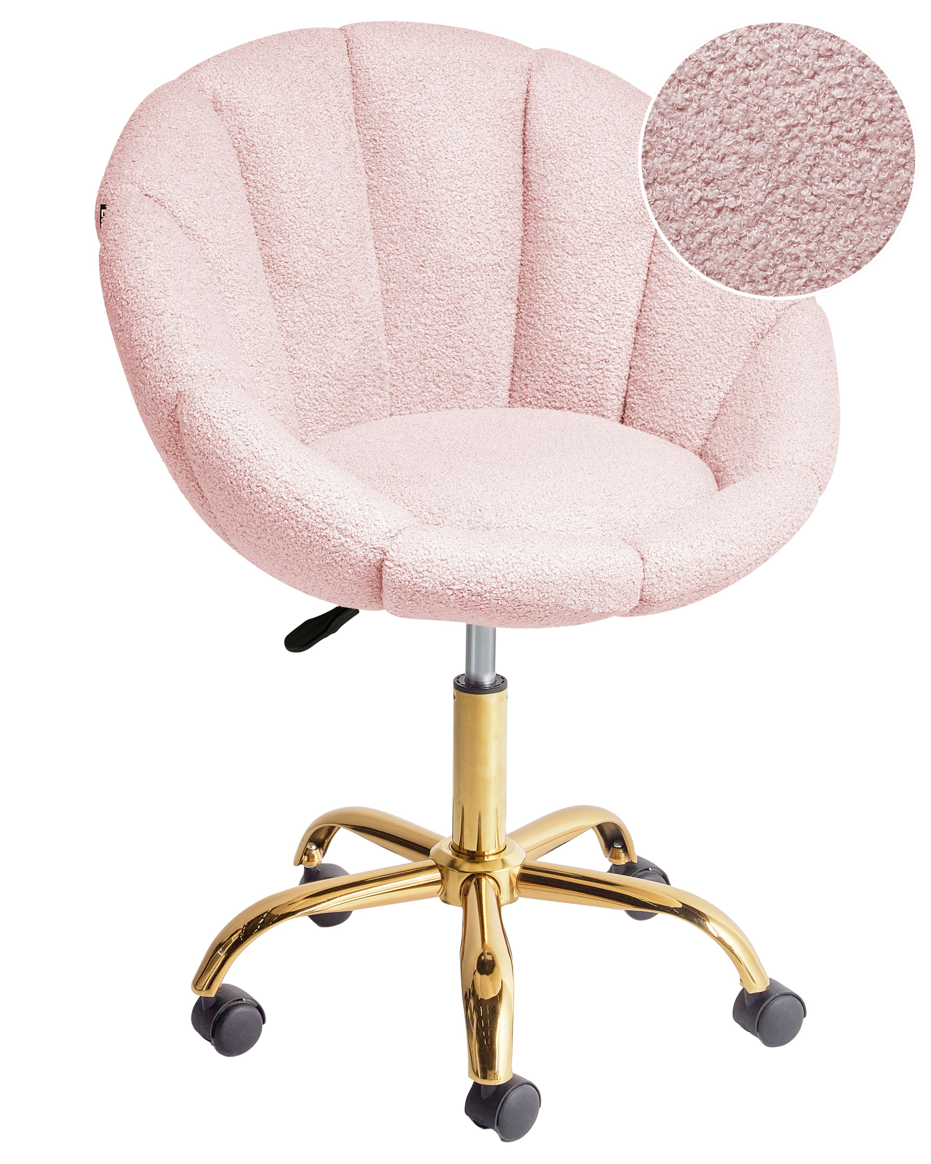 Desk Chair ANNABELLE Boucle Pastel Pink