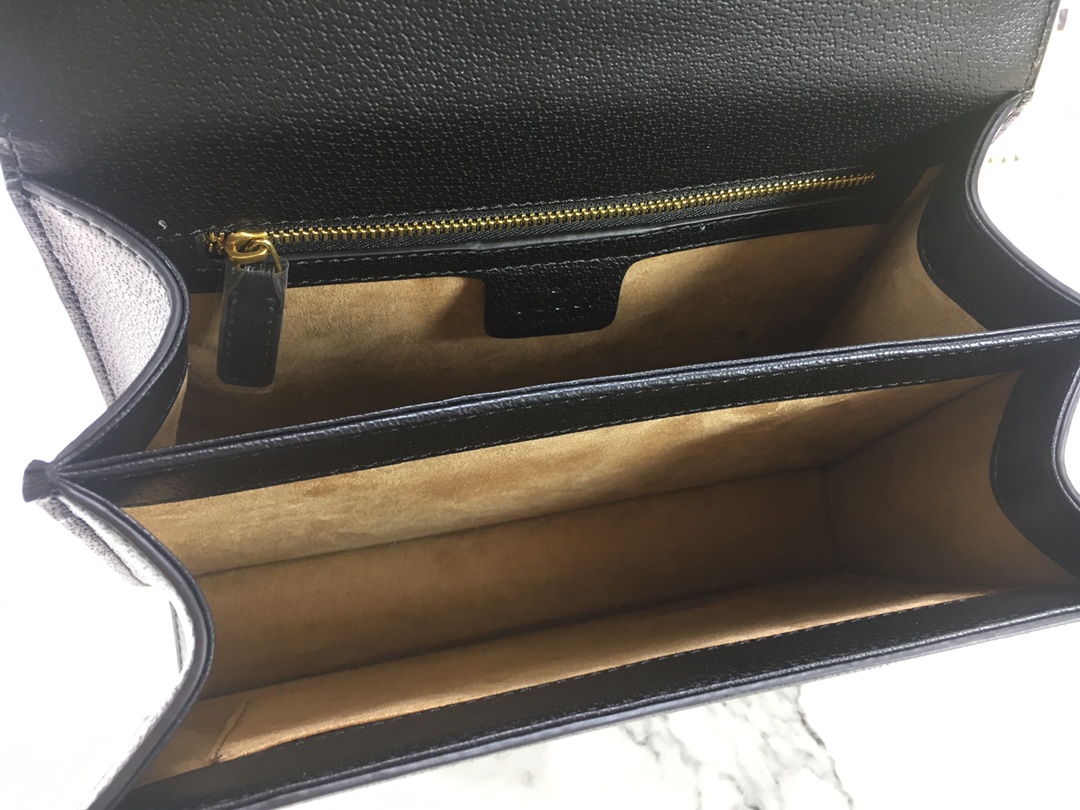 Replica Gucci Ophidia Small Top Handle Bag With Web Black/White1:1High-quality replica