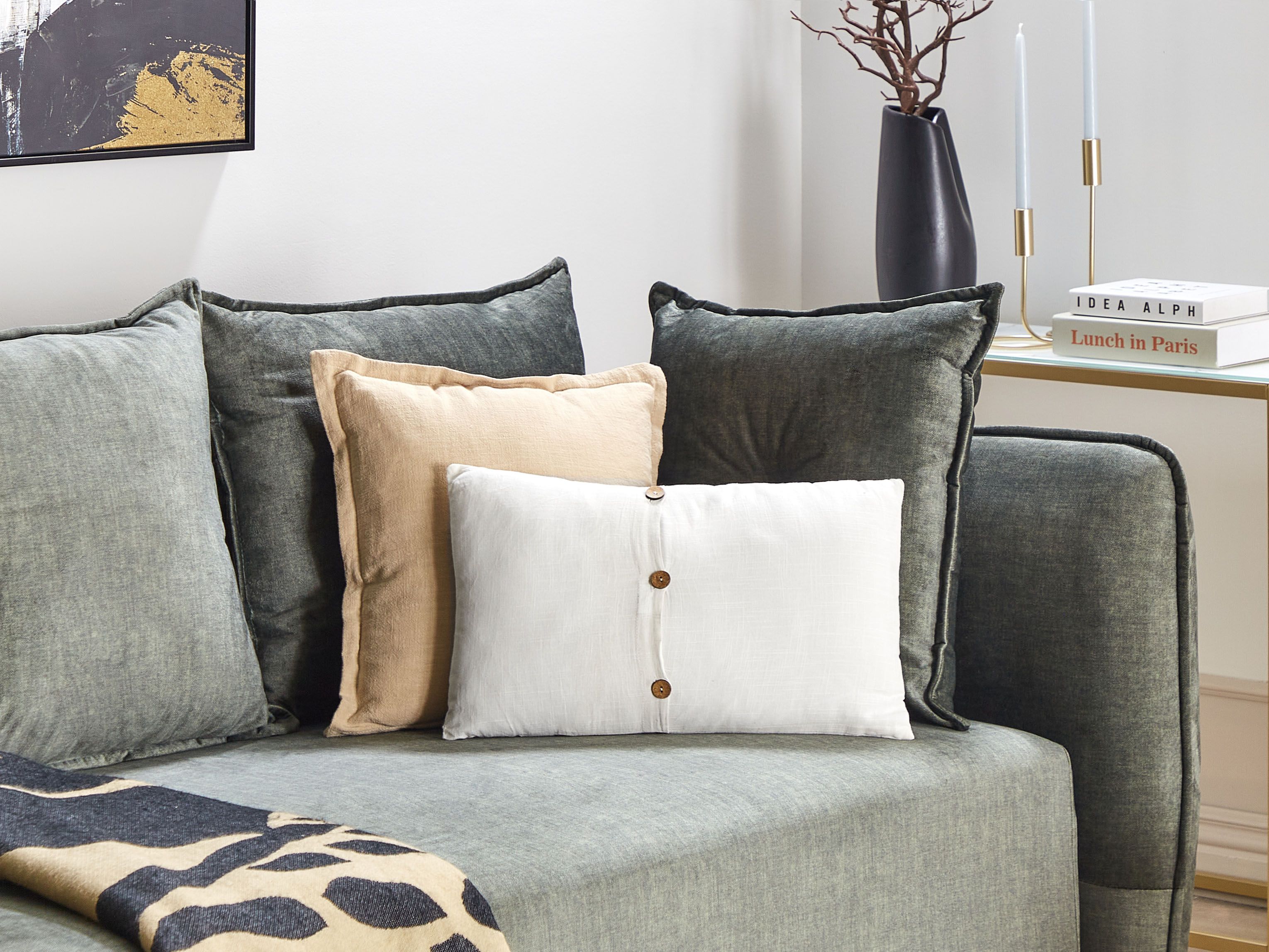 Set of 2 Decorative Cushions BANORI Linen 30 x 50 cm White Solid