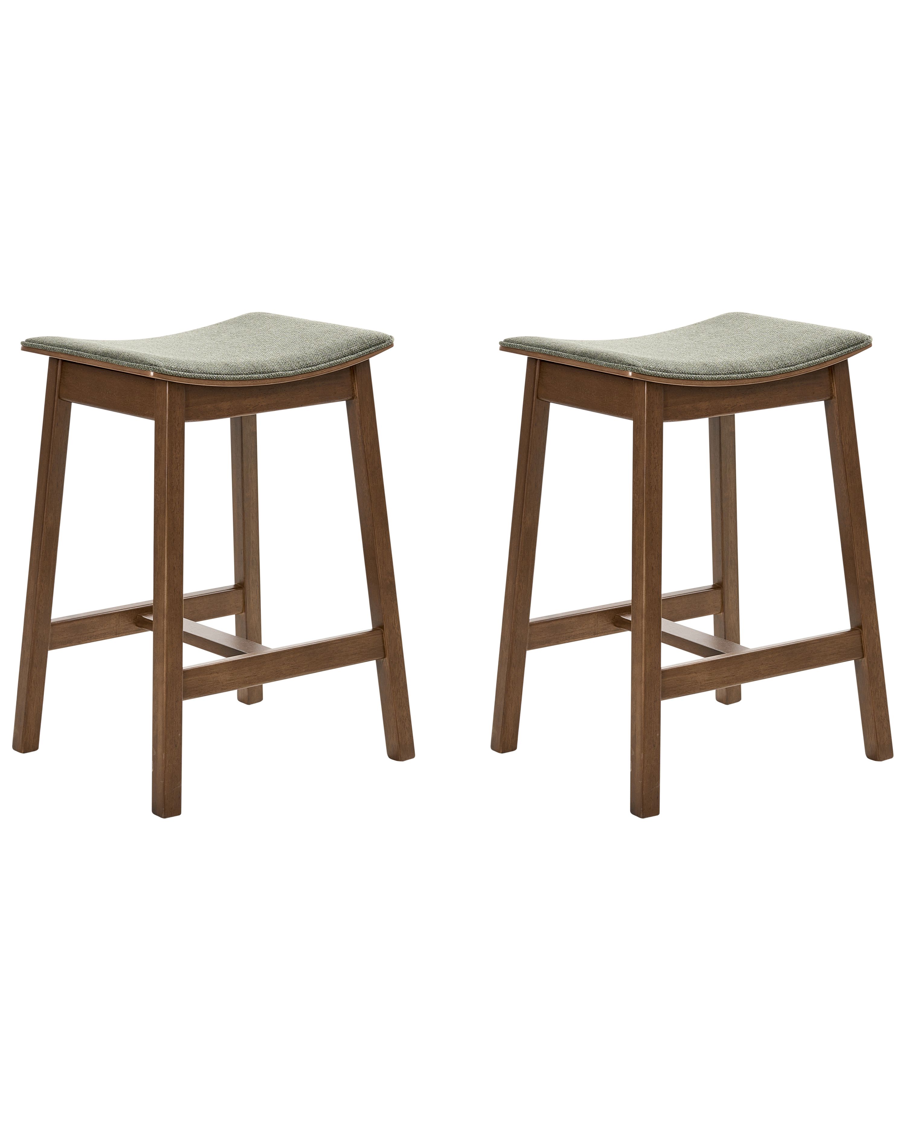 Set of 2 Bar Stools DIXON Wood Dark Brown/ Green