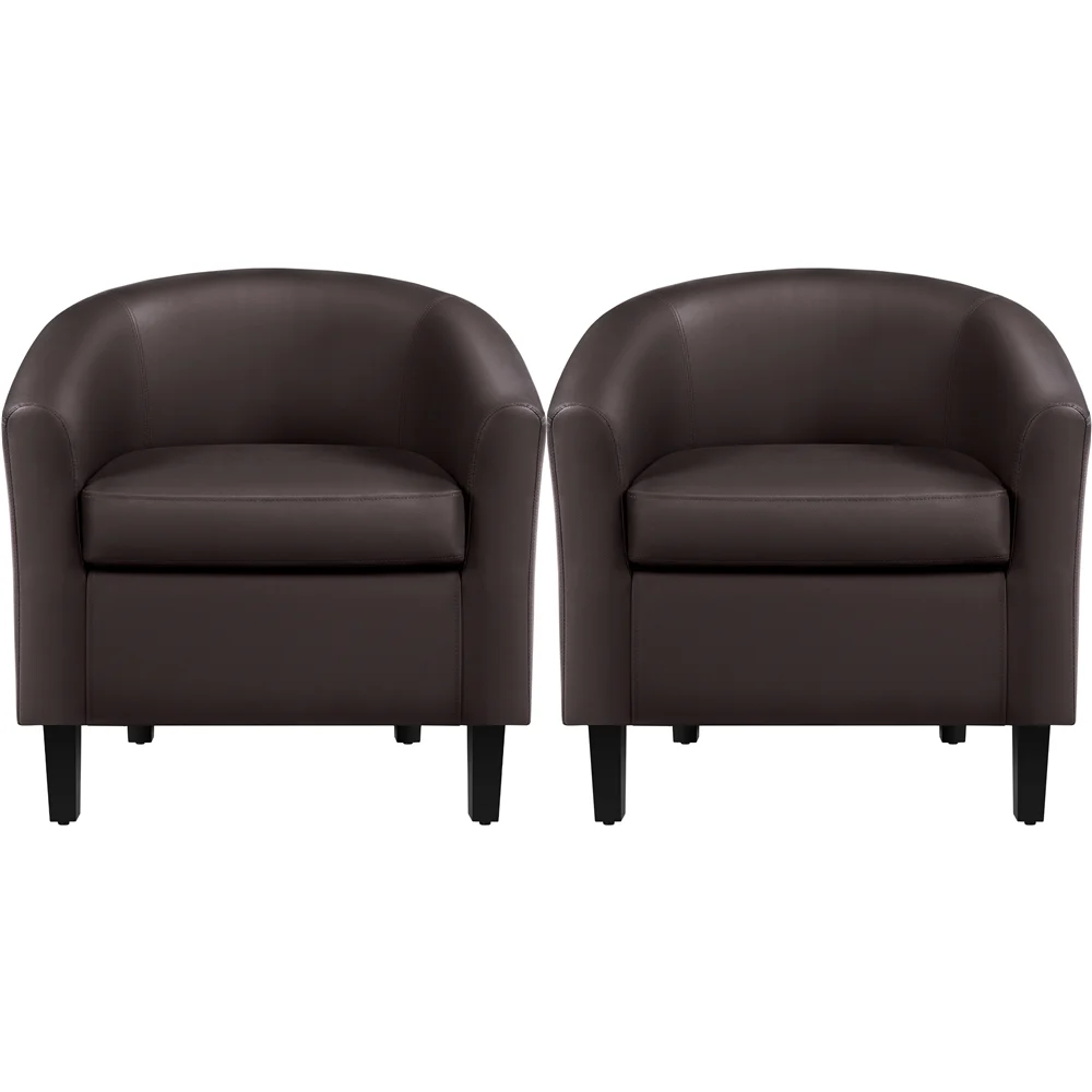 Renwick Faux Leather Barrel Accent Chair for Living Room, Set of 2, Black - Image 63