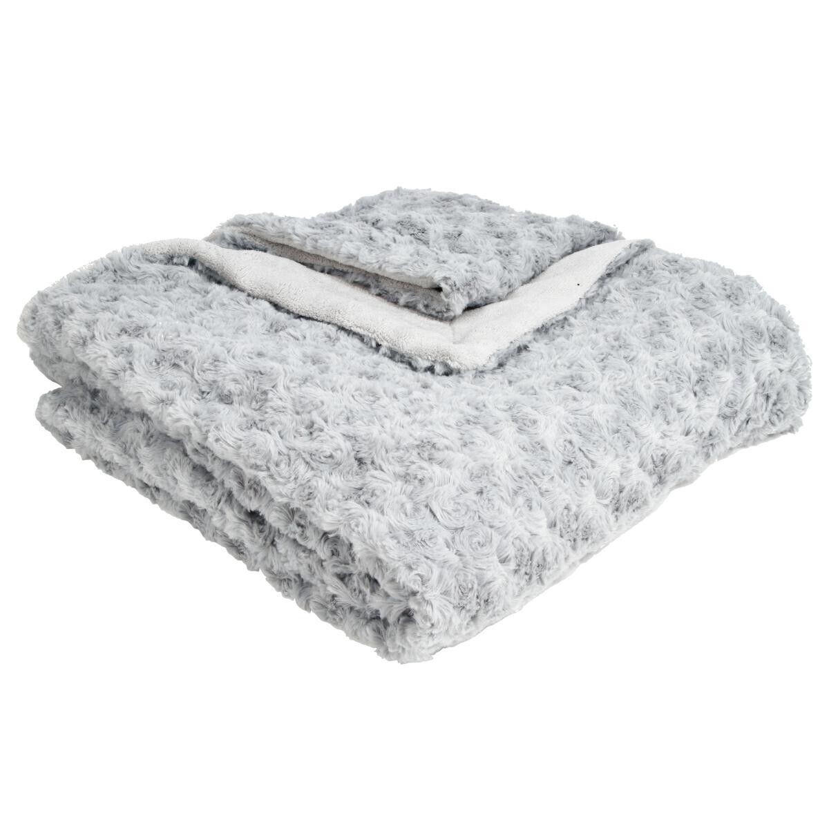 Faux fur plaid "Bouclette" Grey, 120x160 cm
