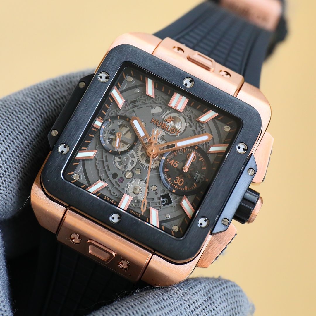 HUBLOT SQUARE BANG UNICO 45mm Rubber Strap(1:1 replica) - Top club