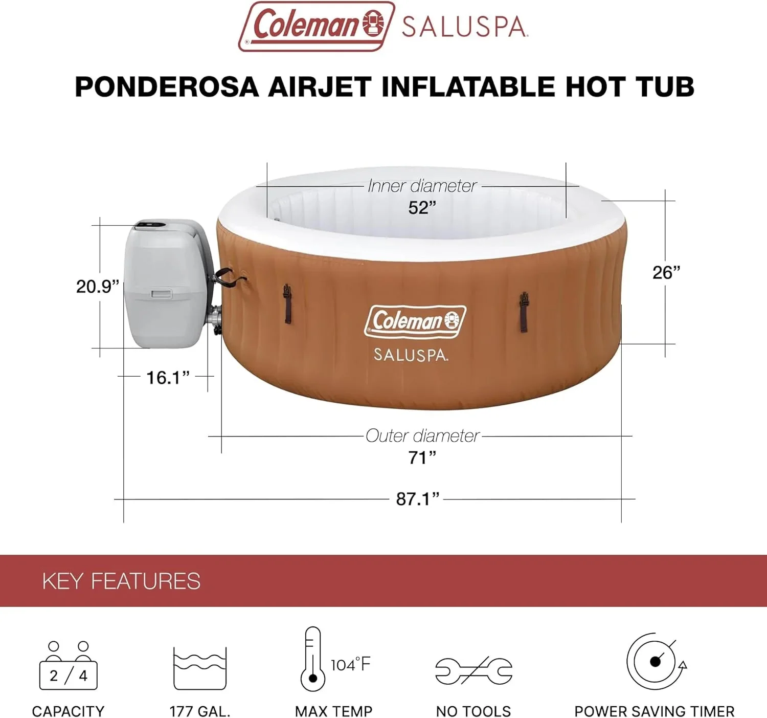 2-4 Person Inflatable Hot Tub With 120 Air Jets And Insulated Cover - Image 20 2-4 Person Inflatable Hot Tub With 120 Air Jets And Insulated Cover - Image 20