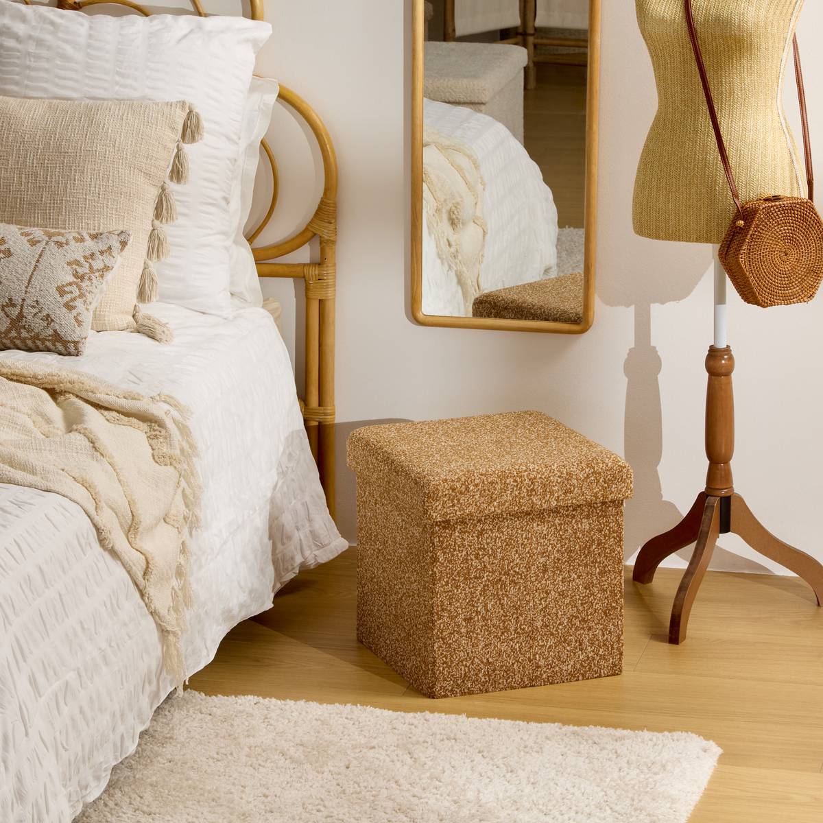 Folding Pouf "Oxia" Ochre, 38x38 cm