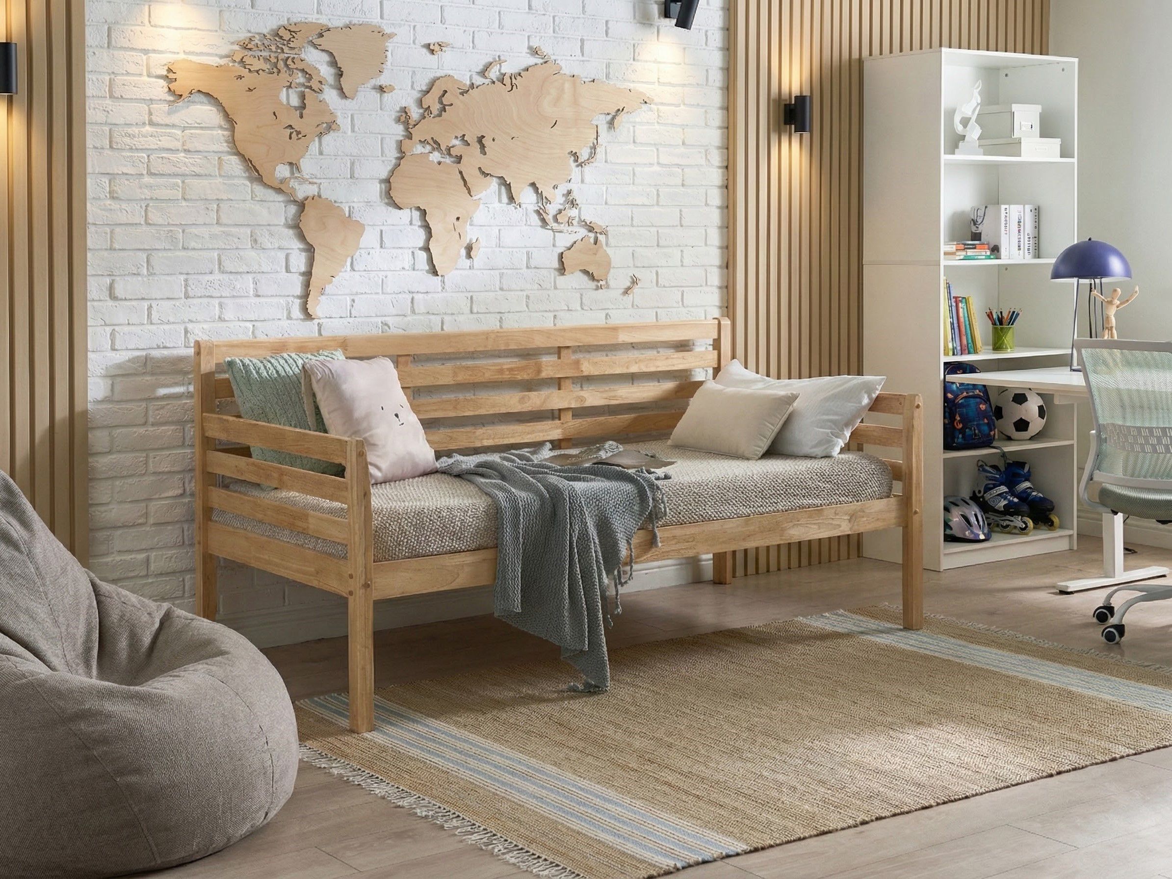 Daybed Wood THEZA 90 x 200 cm (EU Single) Natural