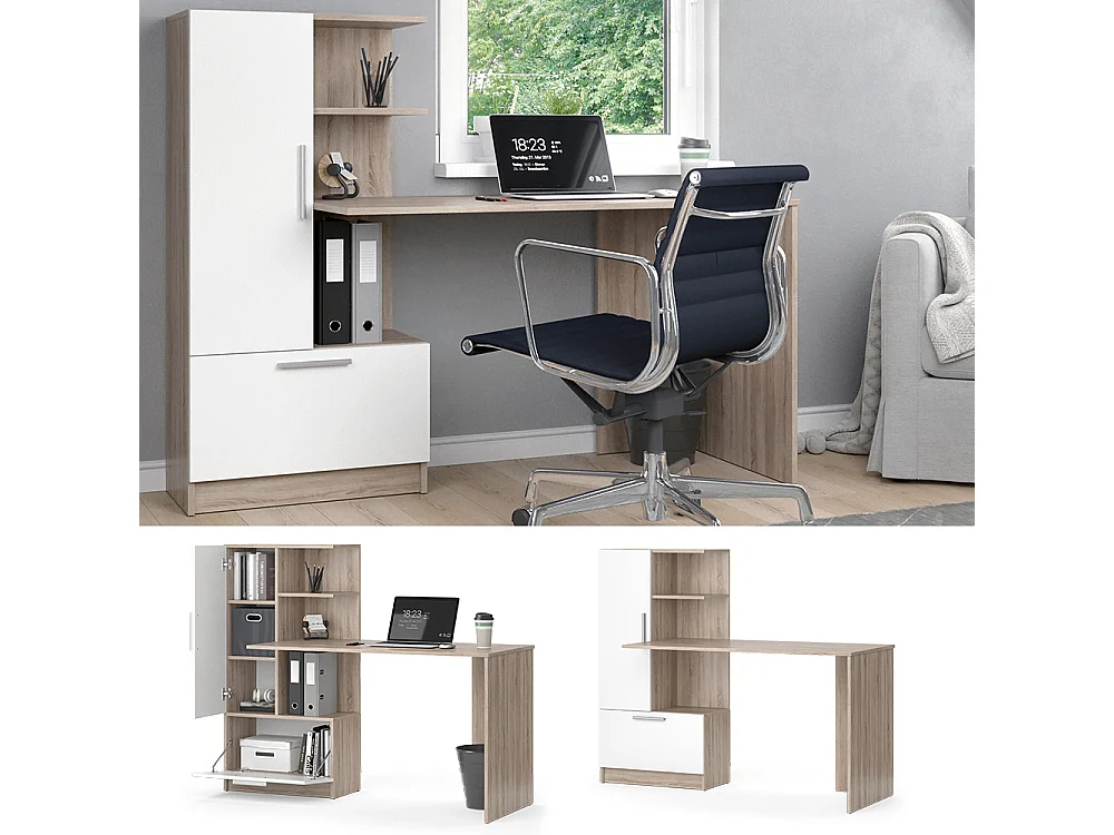 Bureau sonoma/blanc 150x59.3x120.1 tomy