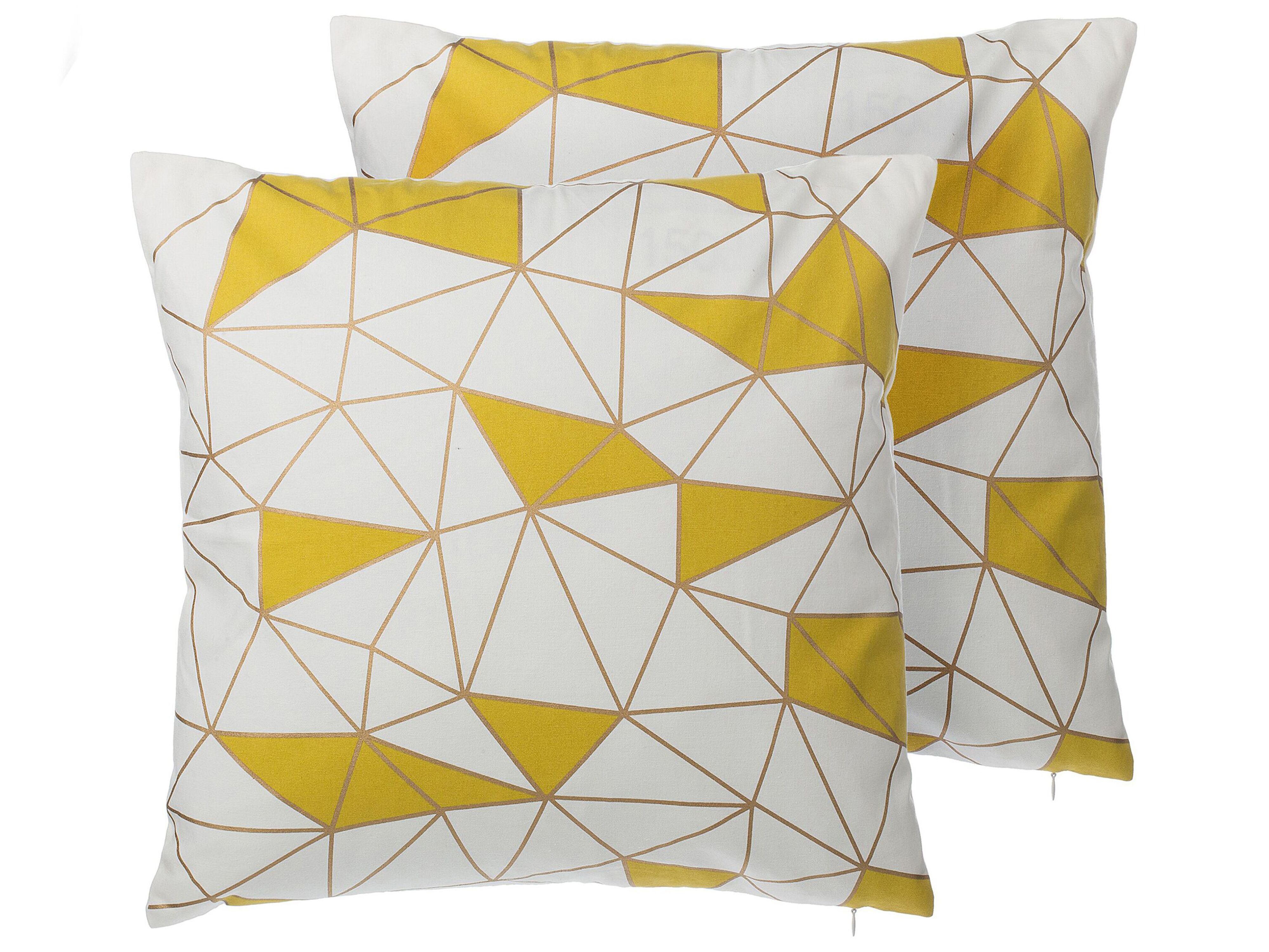 Set of 2 Decorative Cushions CLARKIA Cotton 45 x 45 cm Yellow Geometric Pattern