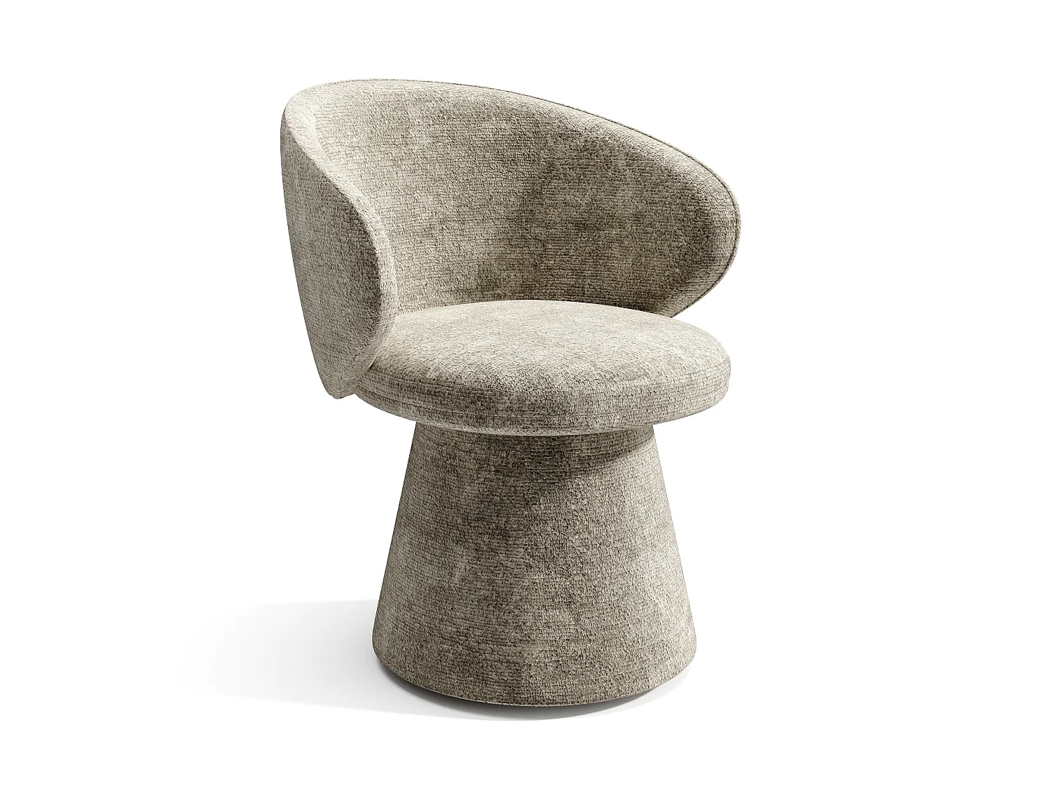 Fauteuil rotatif 180° FLARE en velours texturé taupe 54x53.5cm