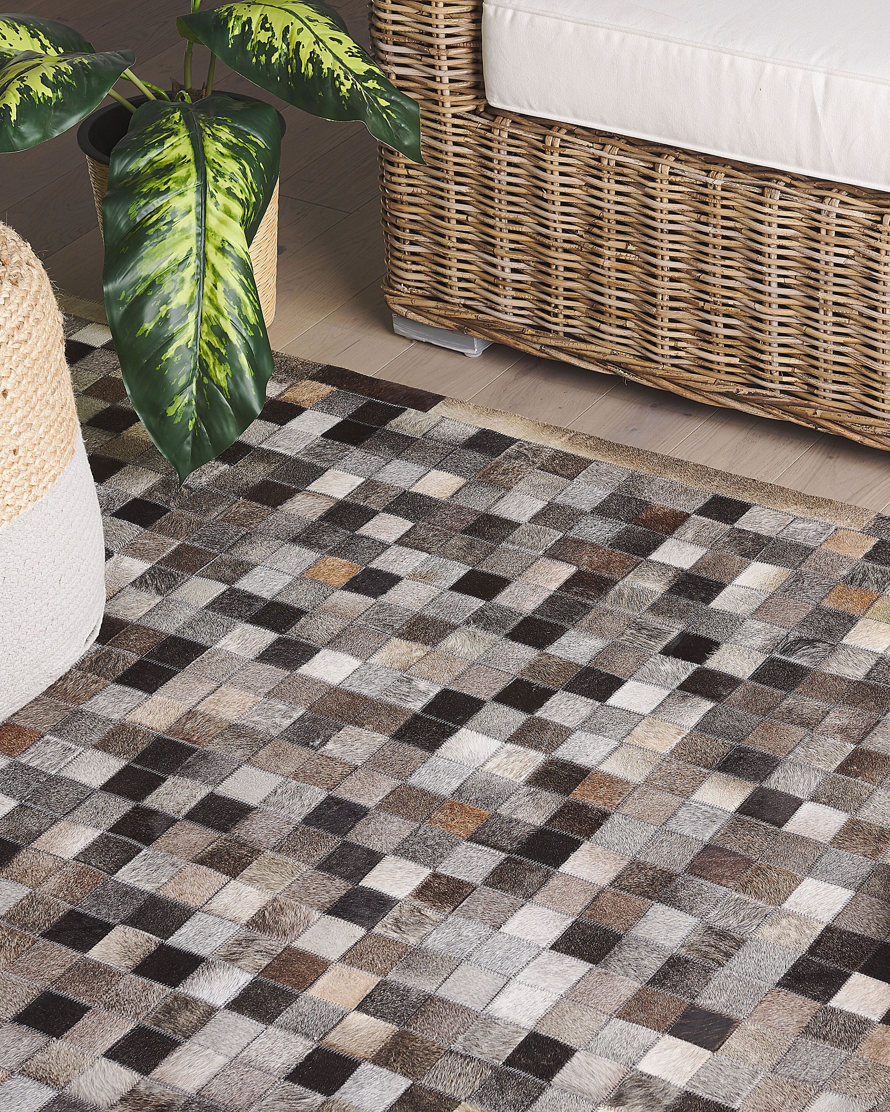 Rug ARMUTLU Grey 160 x 230 cm Leather