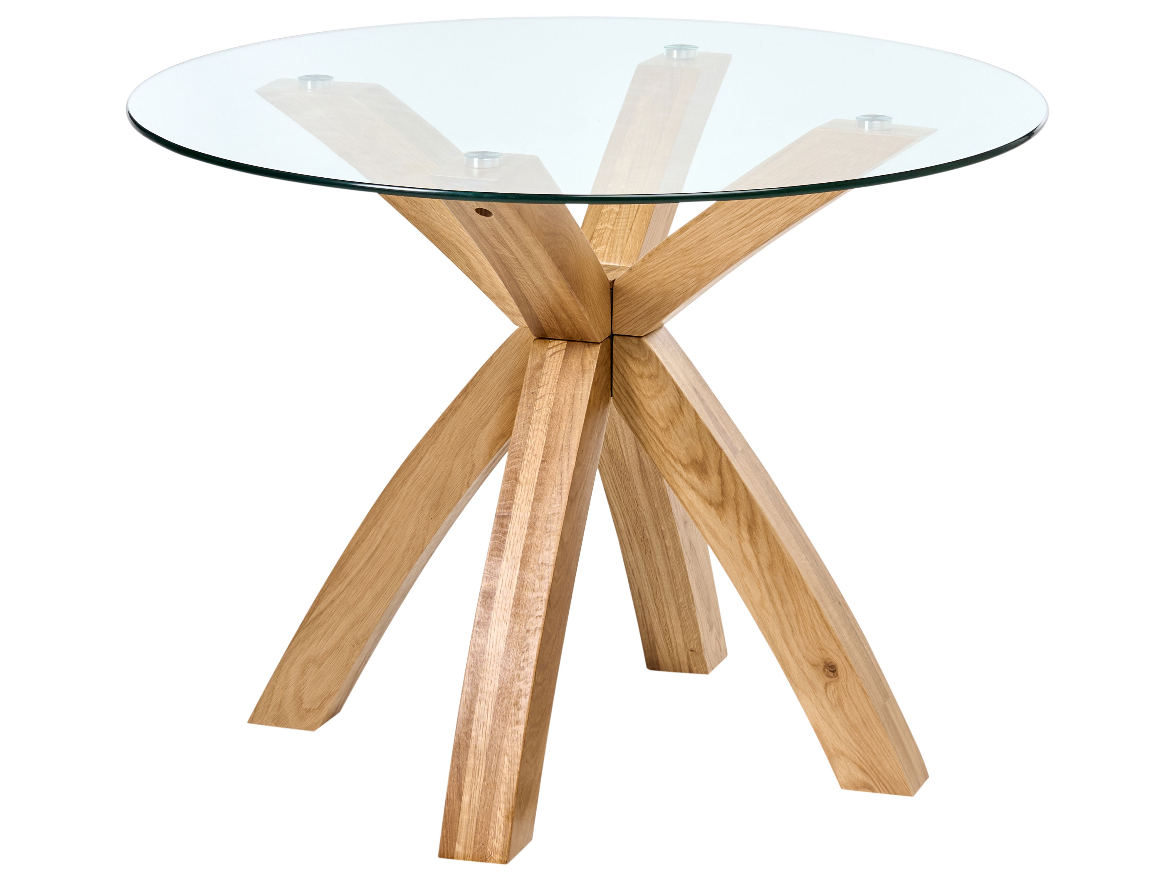Dining Table YAPP Light Brown 100 cm 100 cm Tempered Glass