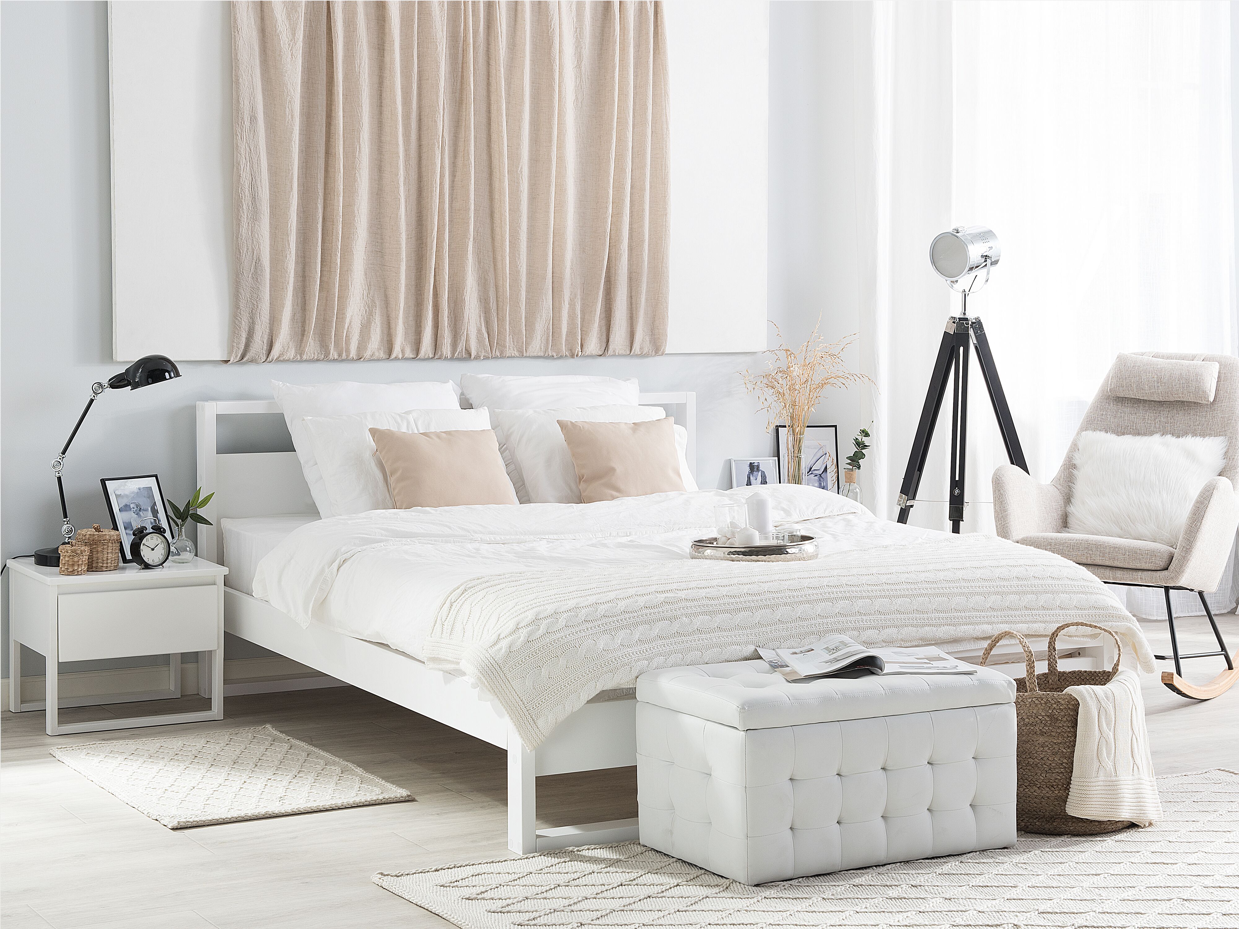 Bed Pine Wood GIULIA 180 x 200 cm (EU Super King) White