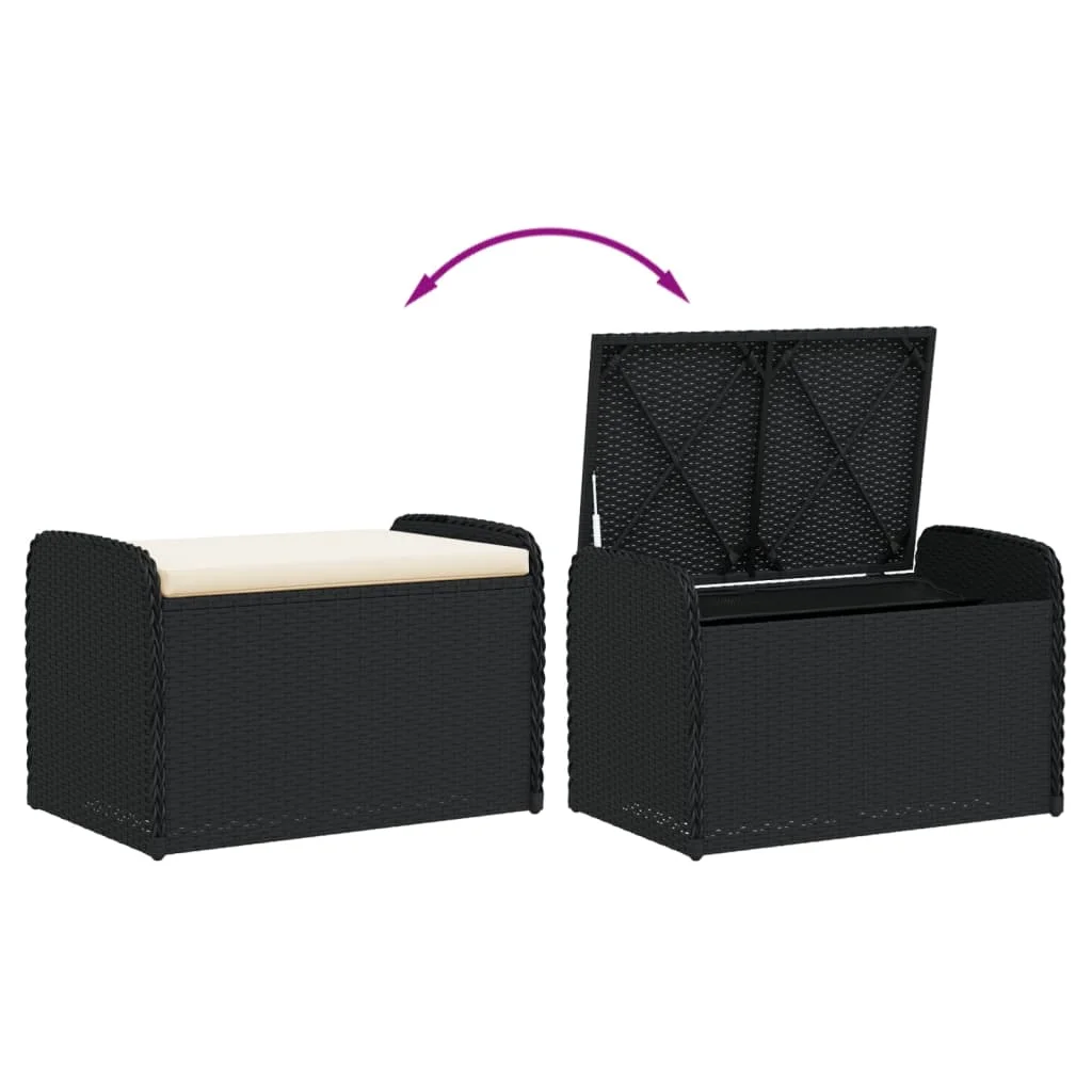 vidaXL Storage Bench with Cushion Outdoor Garden Seat Furniture Poly Rattan - Image 13