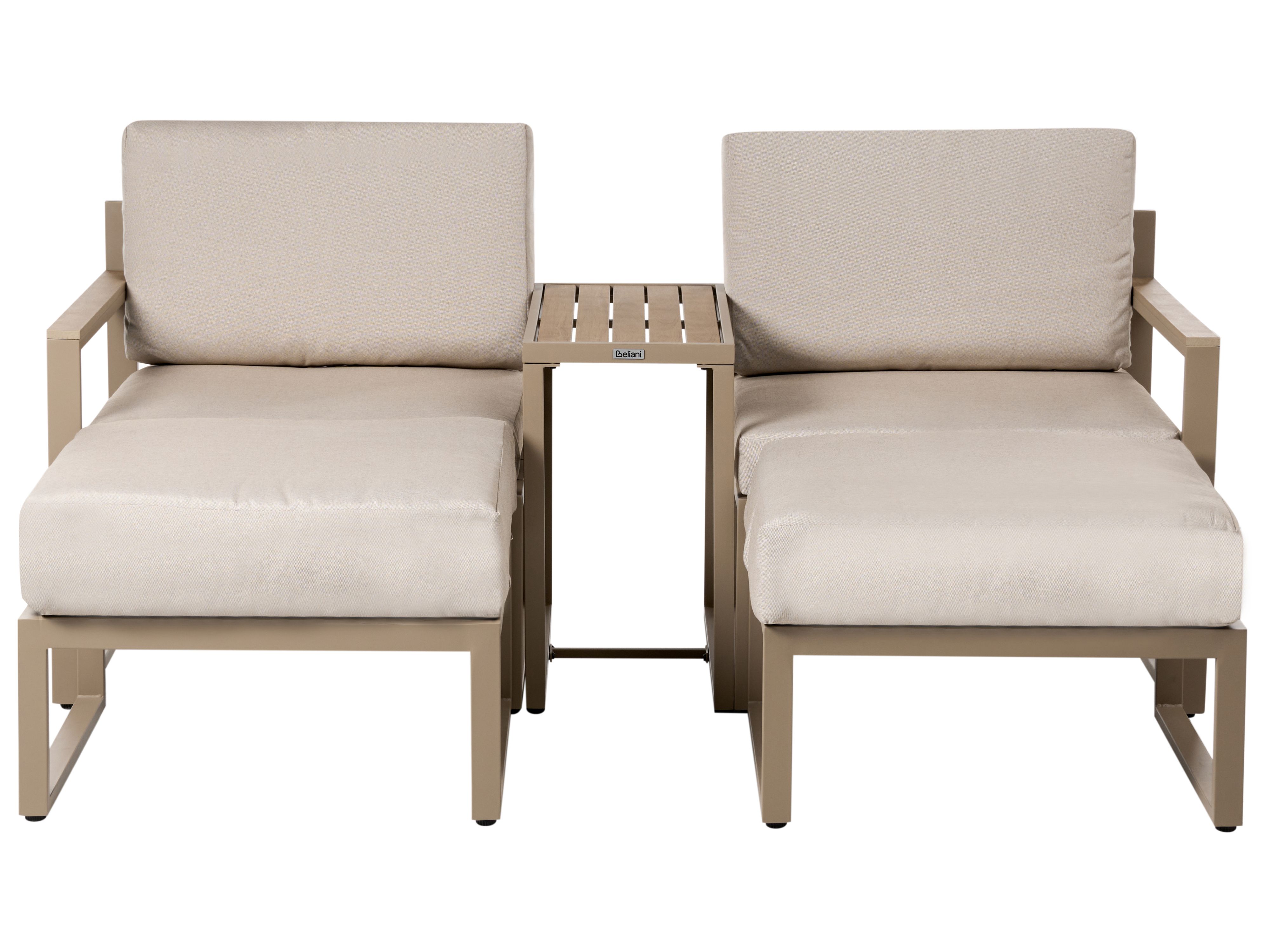Garden Lounge Set with Table and Ottoman 2 Seater NOCI Modular Metal Beige