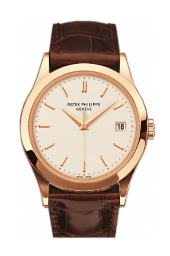 Patek Philippe Calatrava Opaline Dial 18kt Rose Gold Brown Leather Men's Watch 5296R-010(1:1 replica) - Top club
