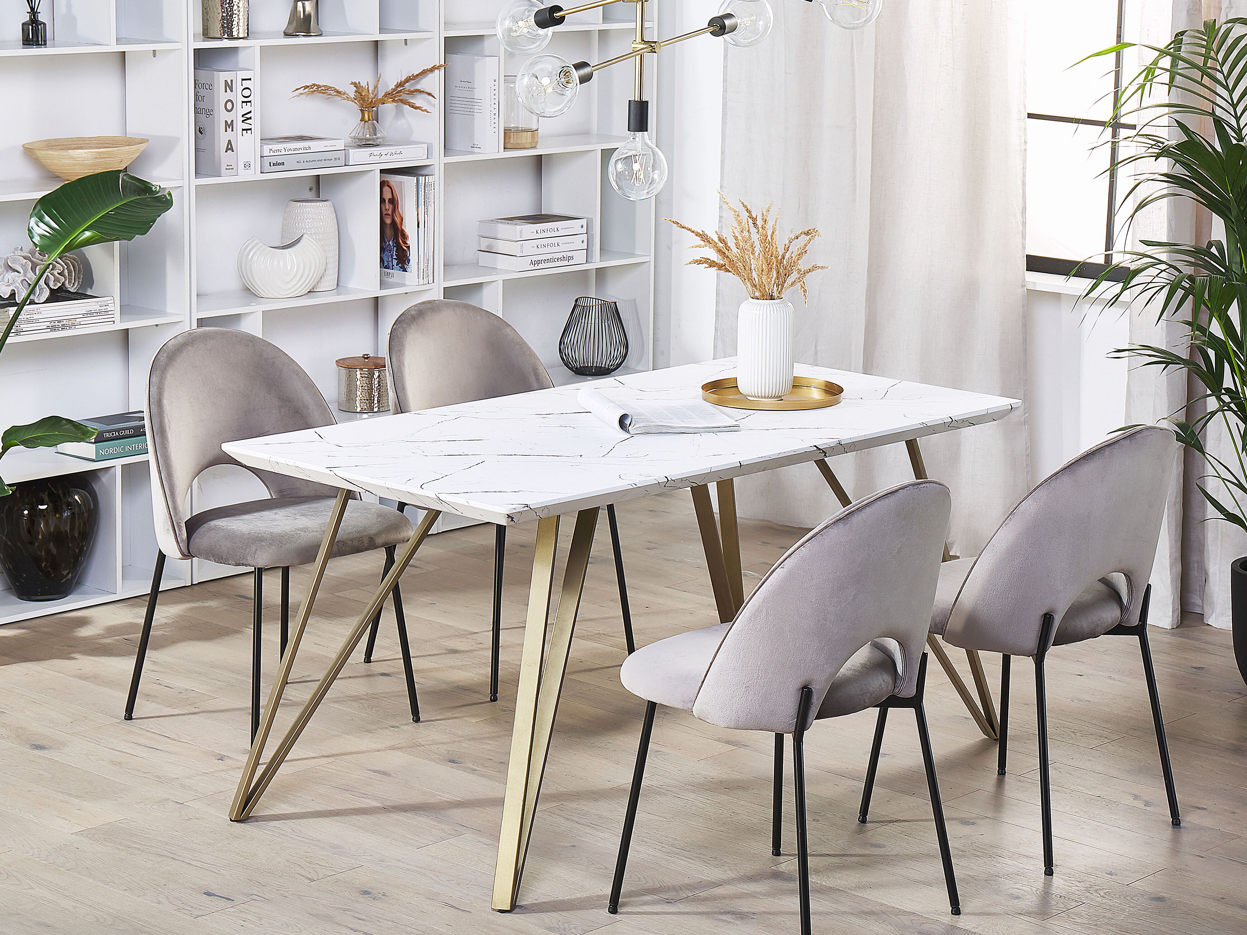 Dining Table MOLDEN Marble/ Gold 150 cm 80 cm