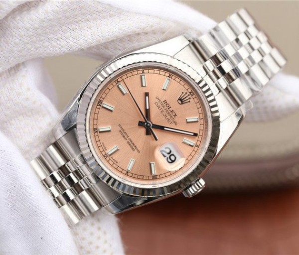 Replica Rolex DateJust 36mm SS 116234 ARF Pink Dial Stick Markers 904L SS Oyster Bracelet SA3135 - Elite Watch Atelier