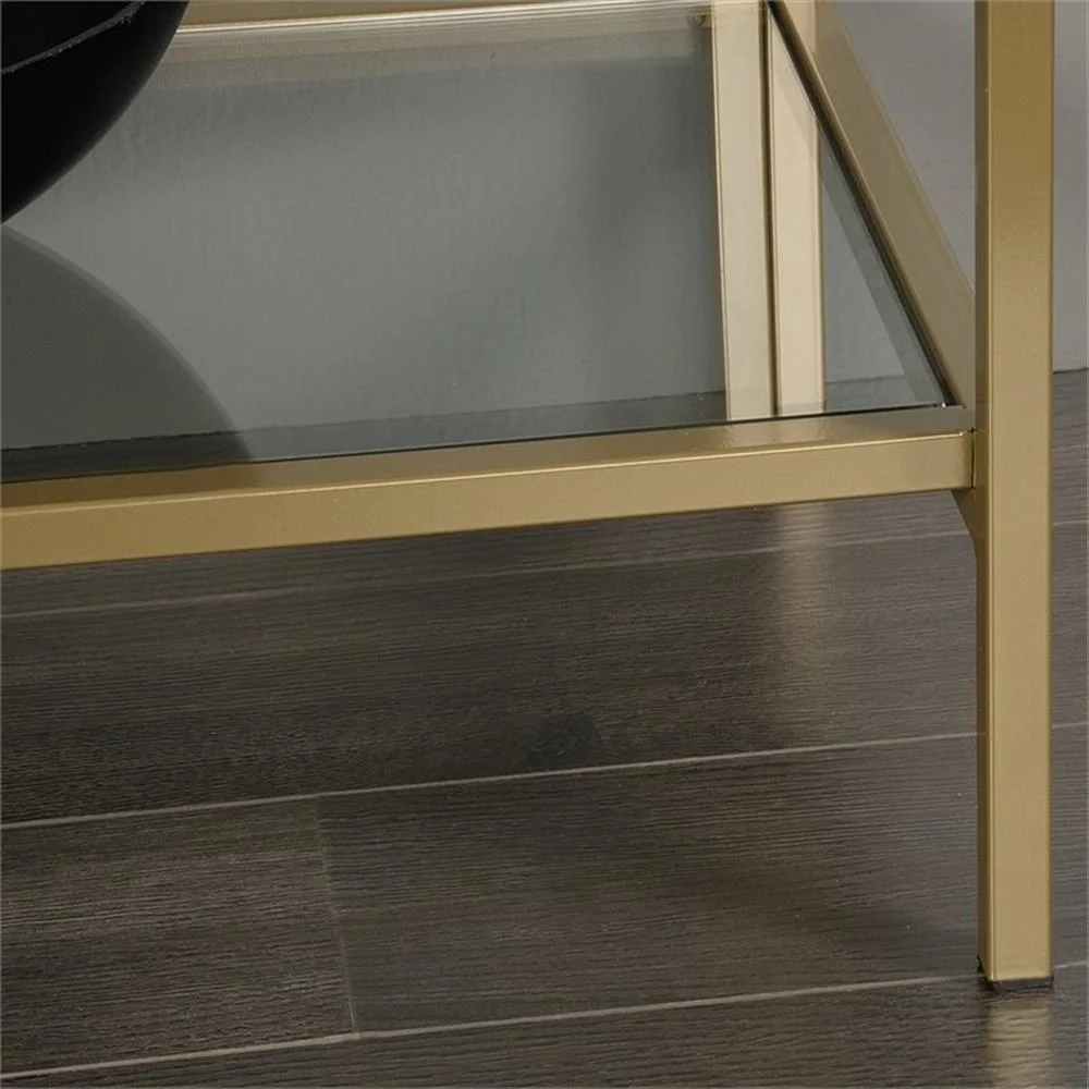 Pemberly Row 5-Shelf Modern Metal Bookcase in Gold Satin/Faux Deco Stone - Image 32