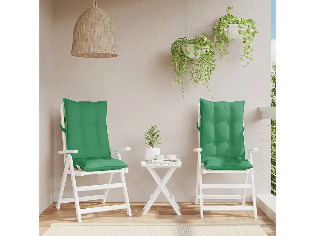 Coussins de chaise à dossier haut lot de 2 vert tissu oxford