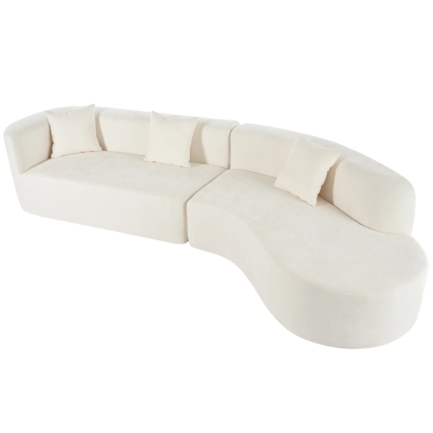 Harper & Bright Designs Modern Curved Floor Sofa Set, Modular Sectional Sponge Couch for Living Room, 2 PC Free Combination No Assembly Foam-Filled Sofa, Beige - Image 8