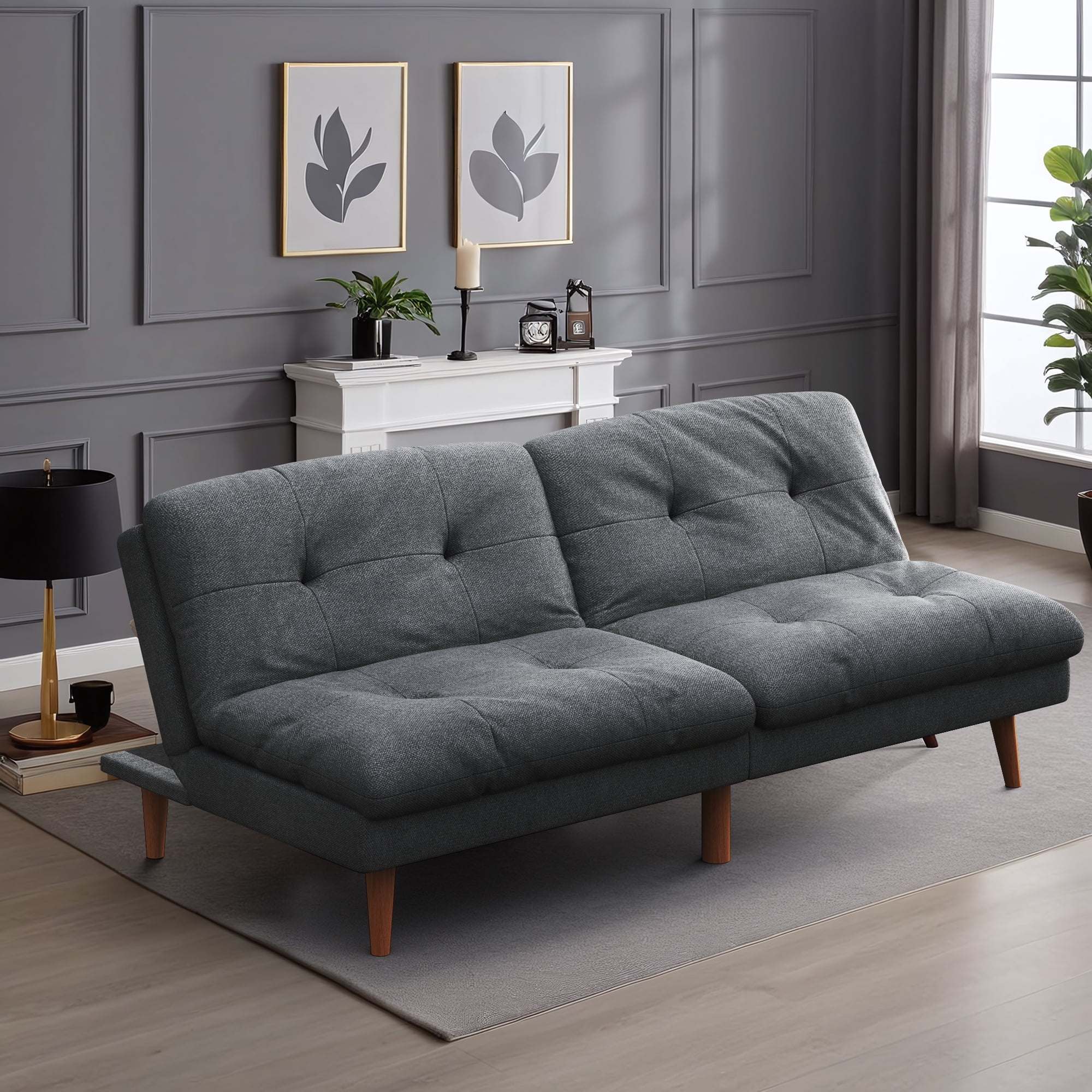 Homall Futon sofa, Two Seat Adjustable Sofa, Corduroy Fabric, Upholstered Sofa, Sofa Changeable into Bed, Leisure Reading and Games, Green - Image 19