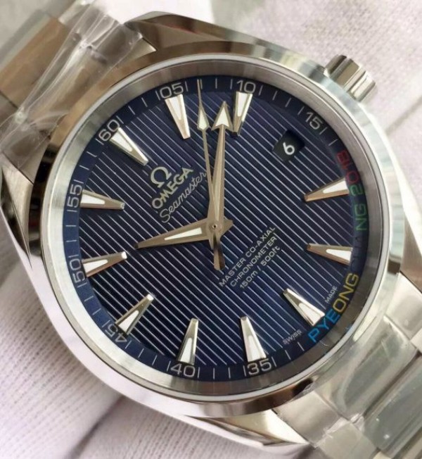 Replica Omega XF Seamaster CO-AXIAL Master PyeongChang 2018 Blue Dial SS Bracelet A8500 - Elite Watch Atelier