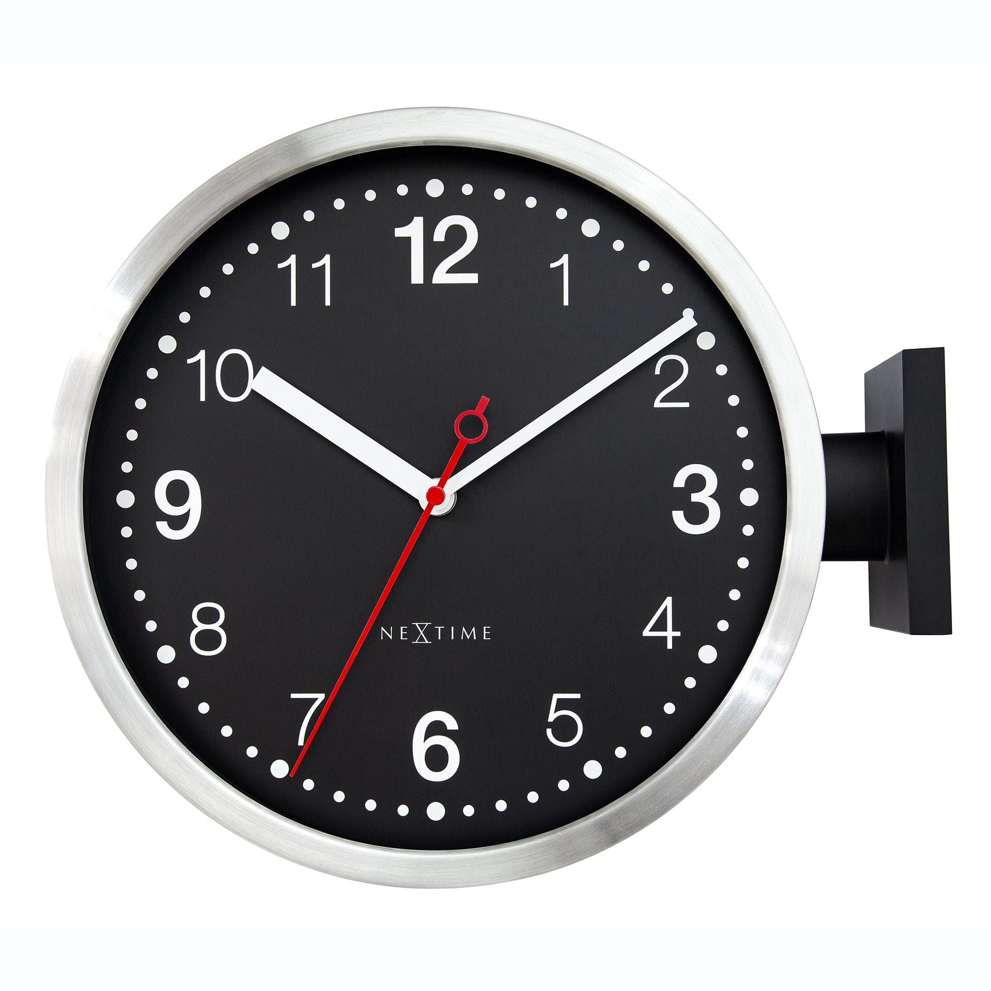 NeXtime - Wandklok 32,3x28x10cm-Stil-Wit & Zwart-Aluminium-NeXtime