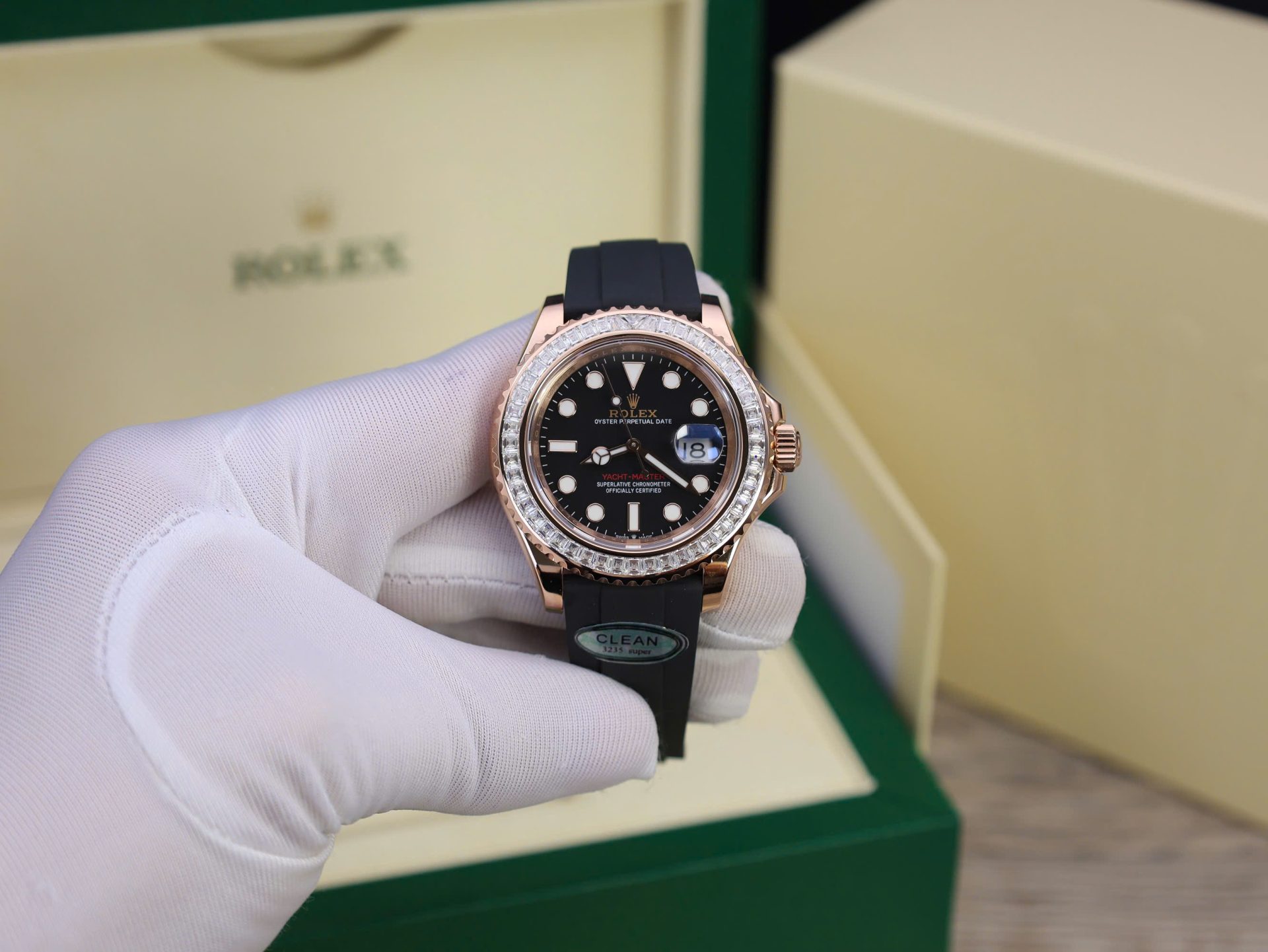 Rolex Yacht-Master Custom Gold Wrapped With Moissanite Baguette Diamond Hong Kong 40mm - Elite Watch Atelier