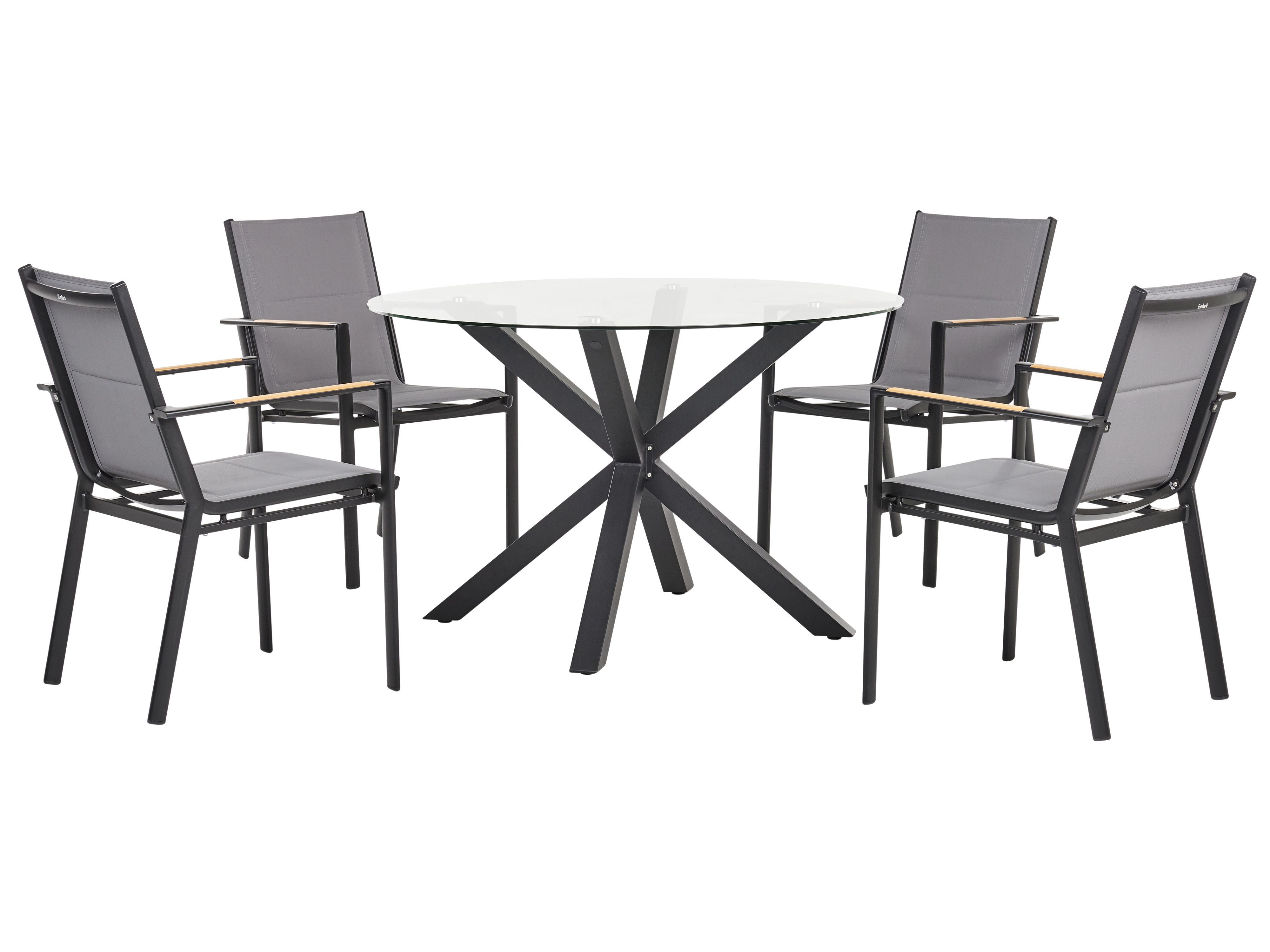 Garden Dining Set 4 Seater MALETTO/BUSSETO Glass Black