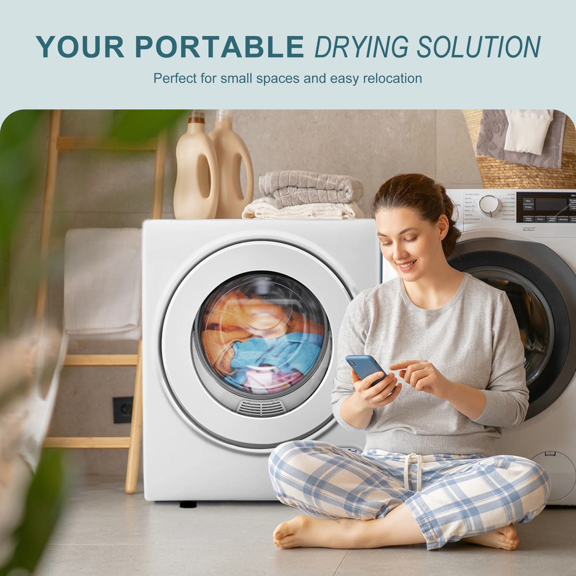 Simzlife 1.6 Cu. ft. Portable Clothes Dryer, Electric Compact Dryer Machine, 19.5 in W, 23.6 in H - Image 4