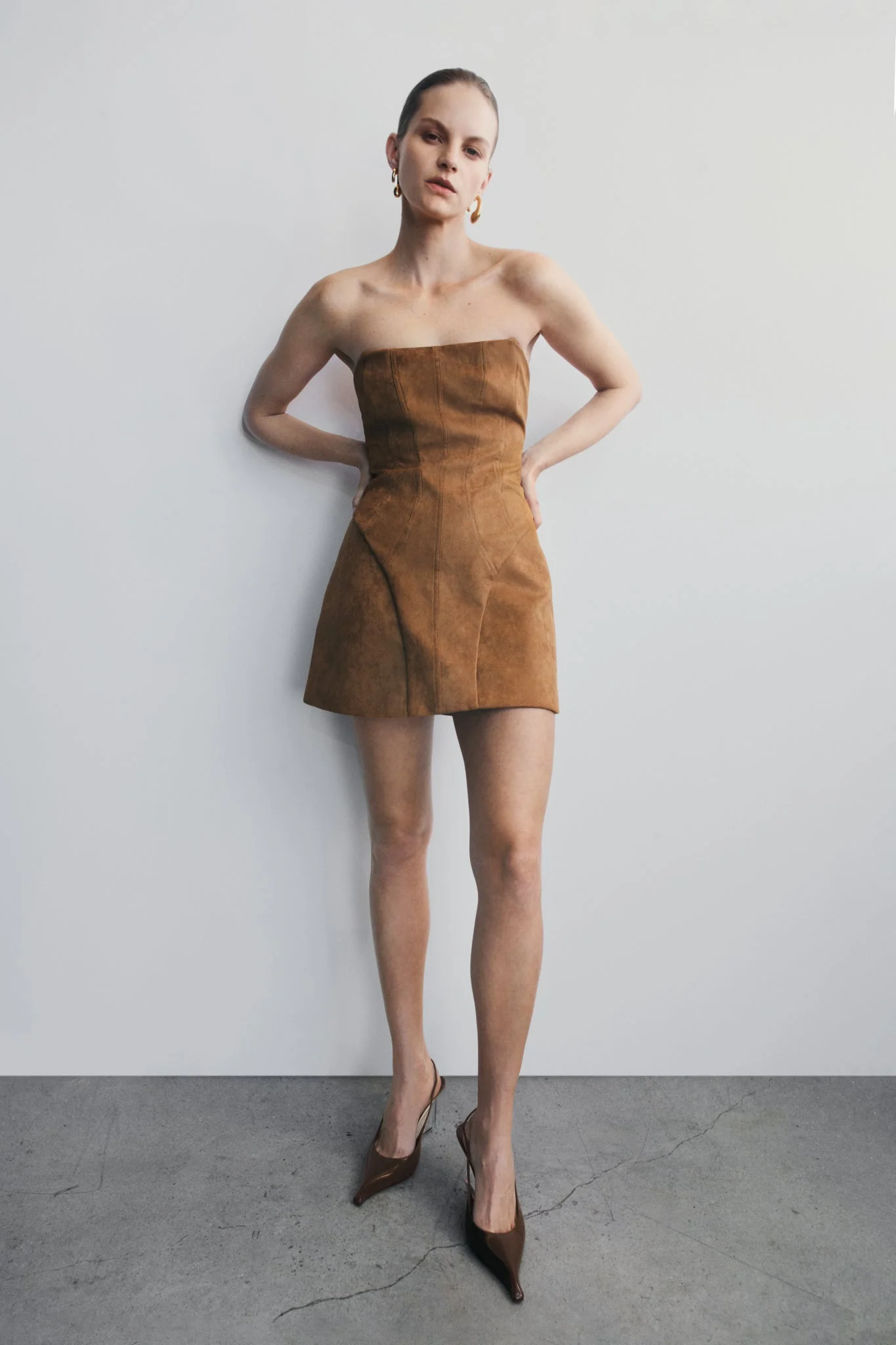 Andy Faux Suede Mini Dress - Camel