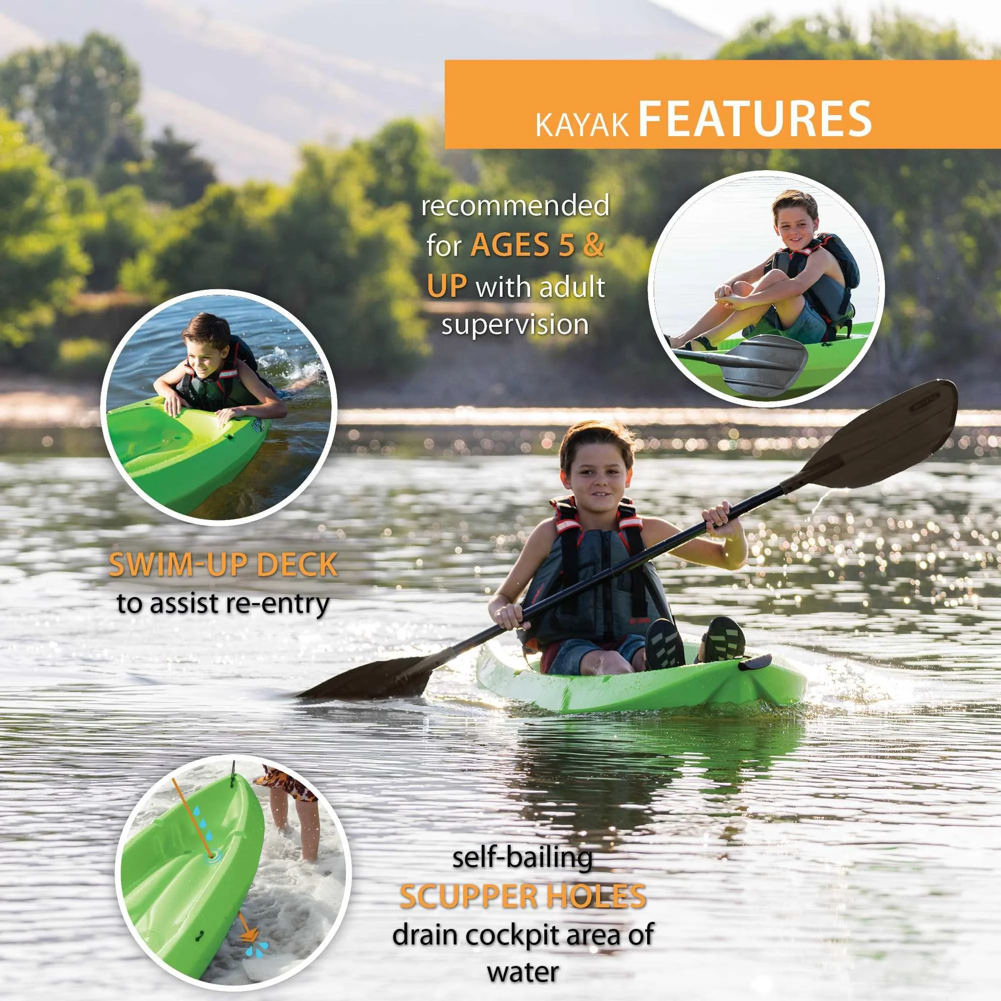Lifetime Wave 6 ft Youth Kayak, Fire Red (91401) - Image 54
