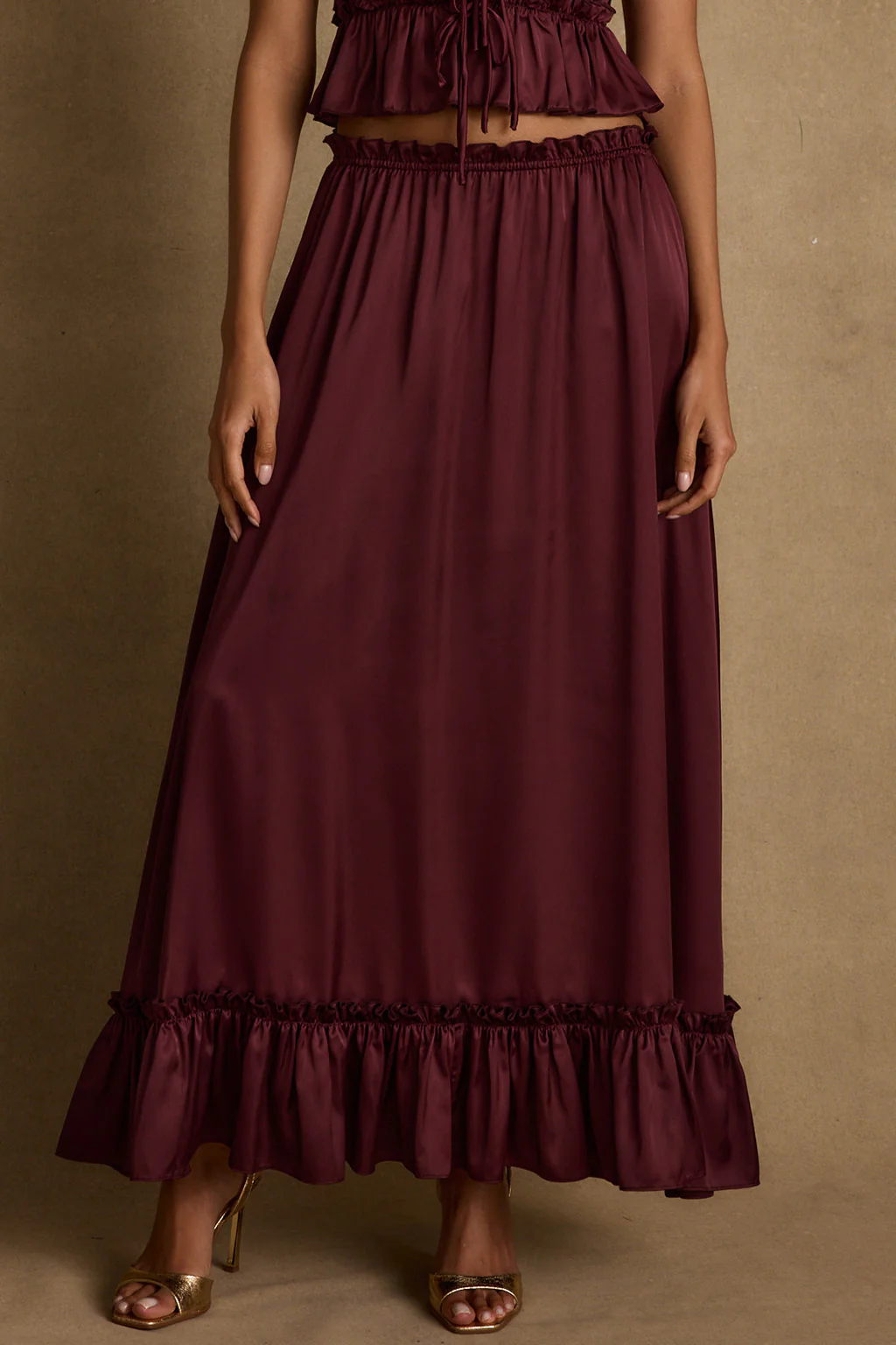 Dahlia Mulberry Satin Maxi Skirt