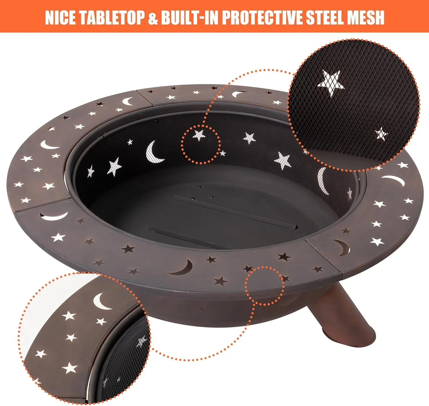 SUNCREAT 42-Inch Wood Burning Patio Fire Pit, Black, 42.1 Inch Diameter x 25.2 Inch High - Image 21 SUNCREAT 42-Inch Wood Burning Patio Fire Pit, Black, 42.1 Inch Diameter x 25.2 Inch High - Image 21