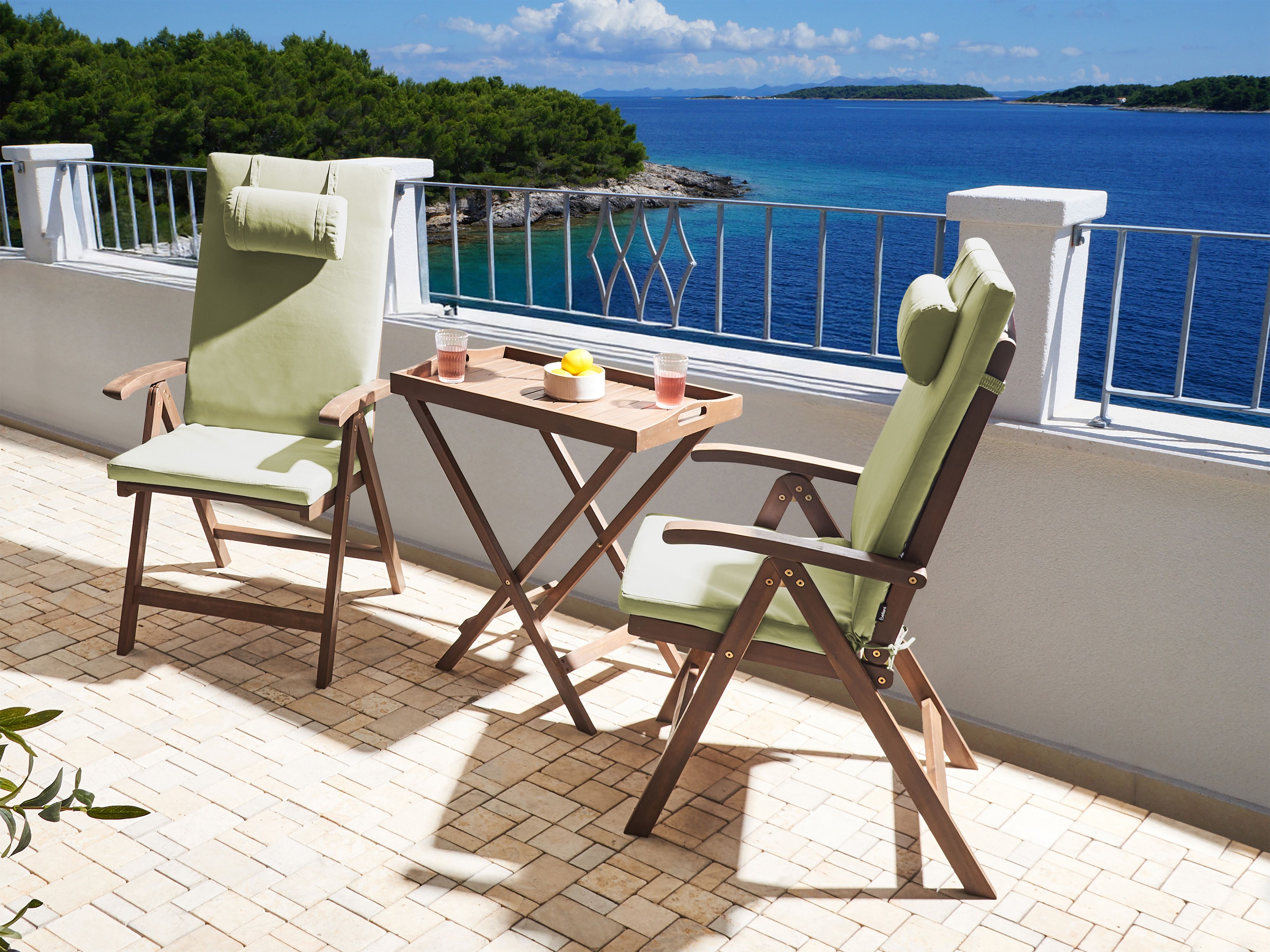 Bistro Set AMANTEA PREMIUM Acacia Wood Green