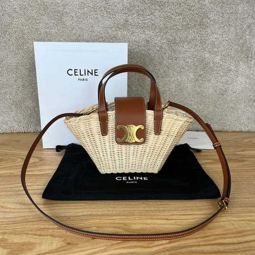 CELINE TEEN COUFFIN plant material and natural cow leather handbag