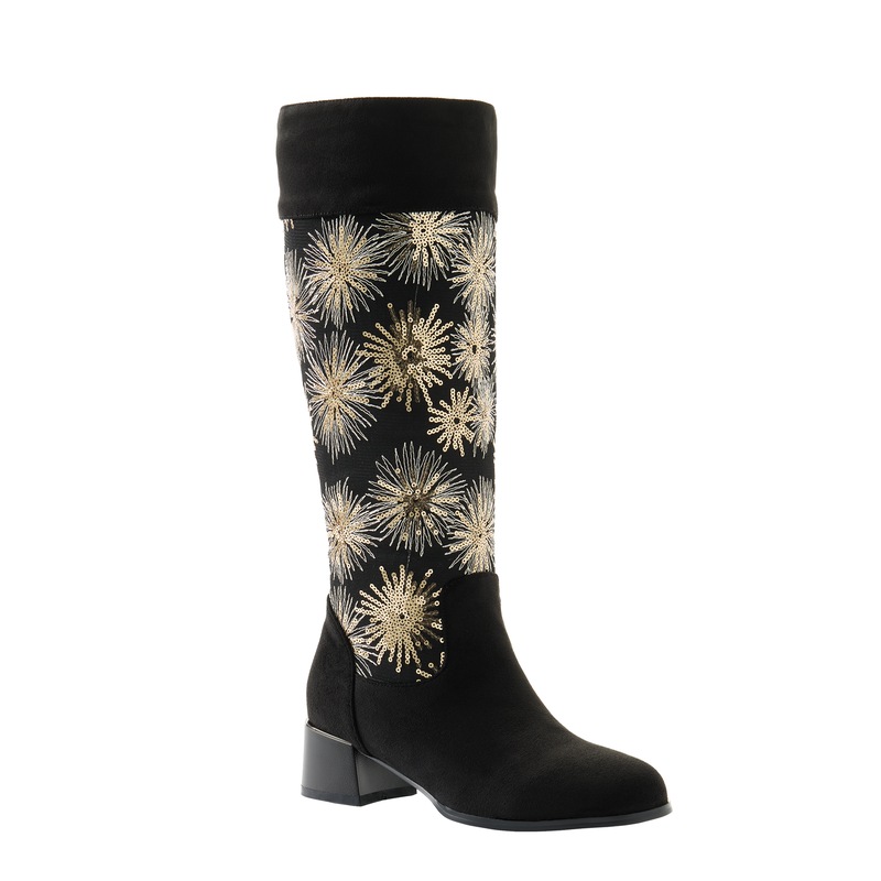 Midnight Velvet Embroidered Fireworks & Sequins Faux-Suede Boot for Women - MIDNIGHT VELVET CATALOG