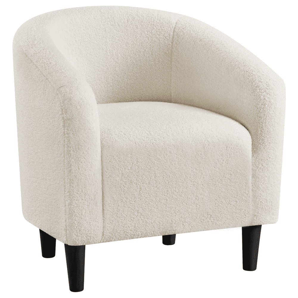 Yaheetech Upholstered Club Chair Accent Barrel Chair, Ivory