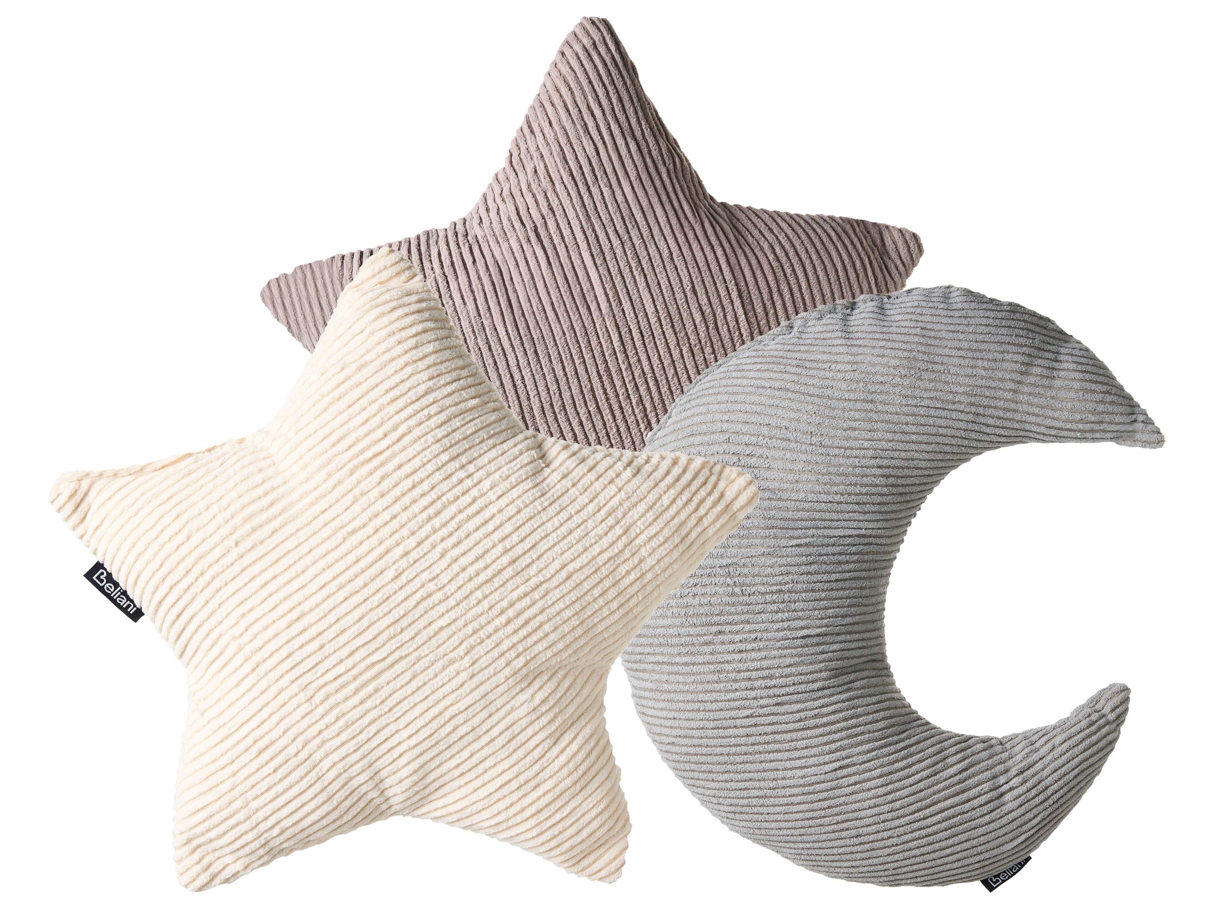 Set of 3 Decorative Cushions LUNA Corduroy 35 x 30 cm 35 x 35 cm Multicolour Solid