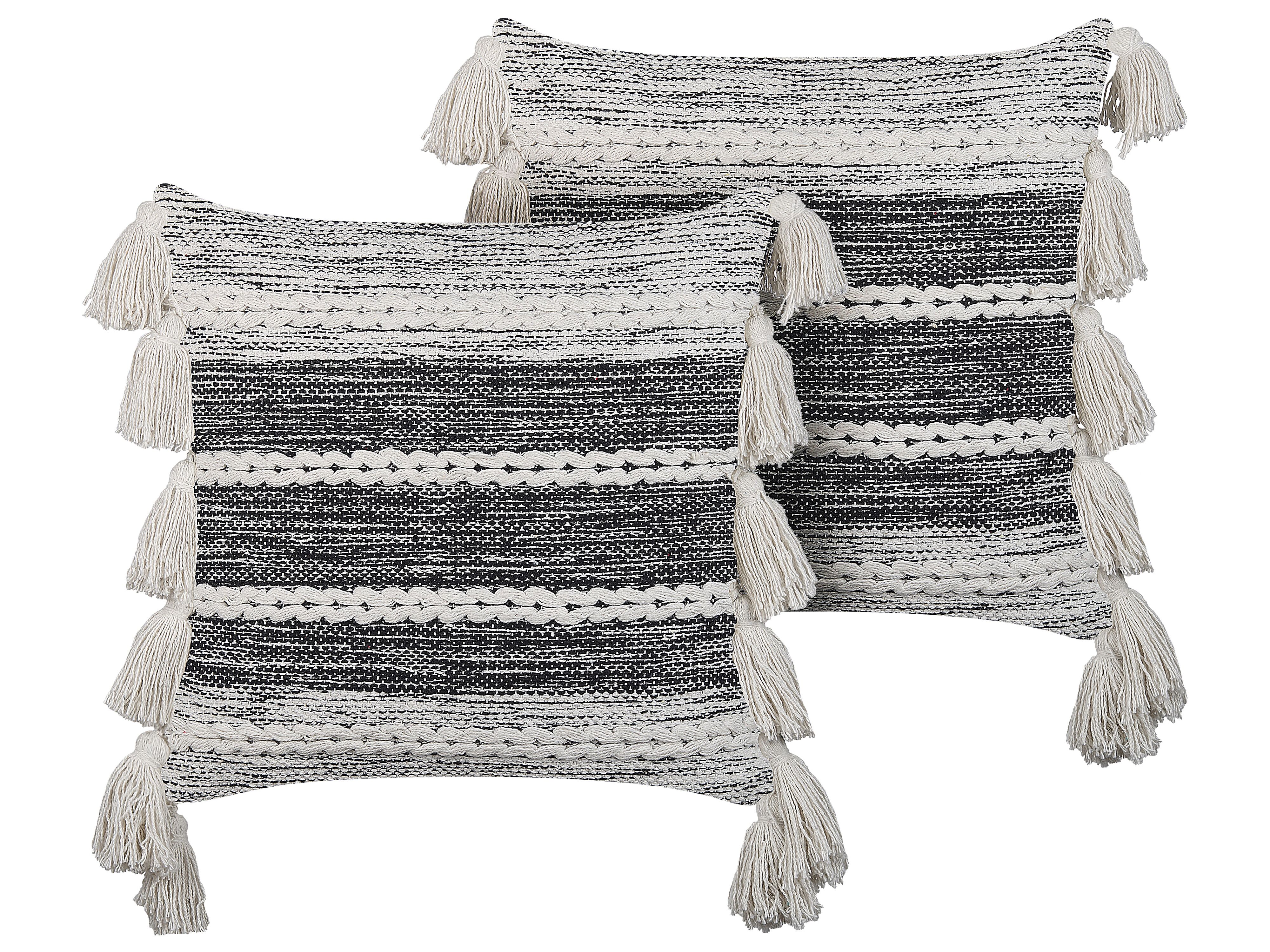 Set of 2 Decorative Cushions ROCHEA Cotton 45 x 45 cm Black Striped
